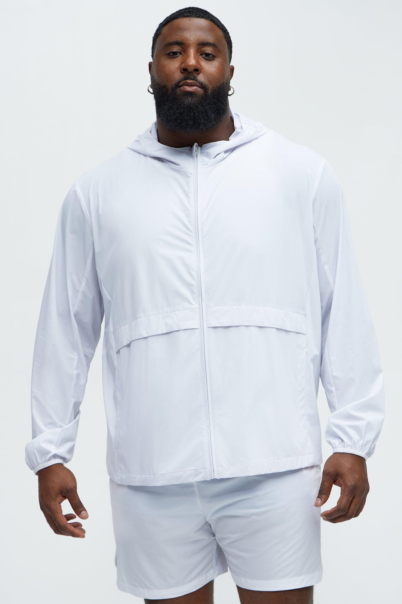 Lightweight Stretch Hooded Running Windbreaker Jacket - White Product Image