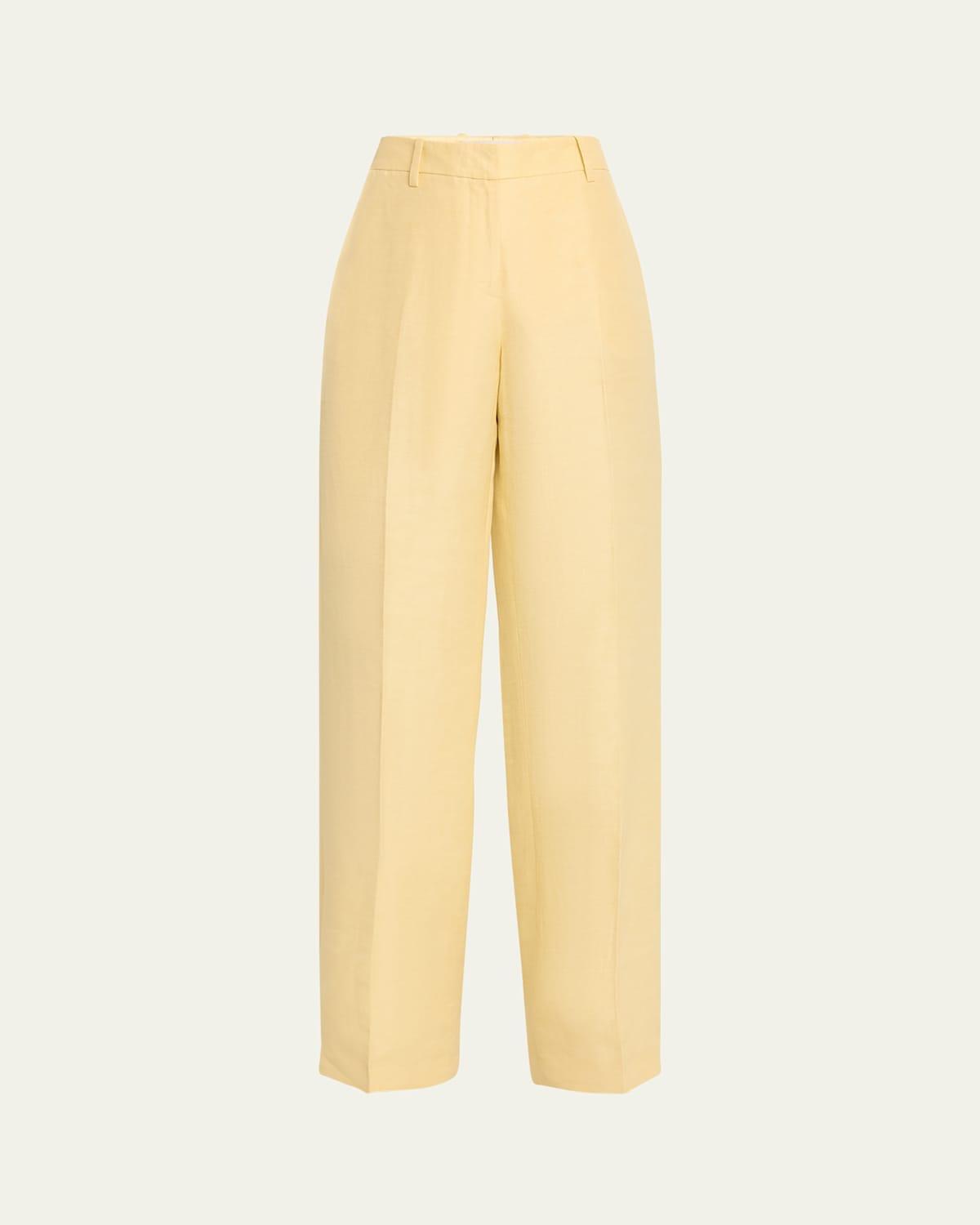 Gates High-Rise Straight-Leg Linen-Blend Pants Product Image