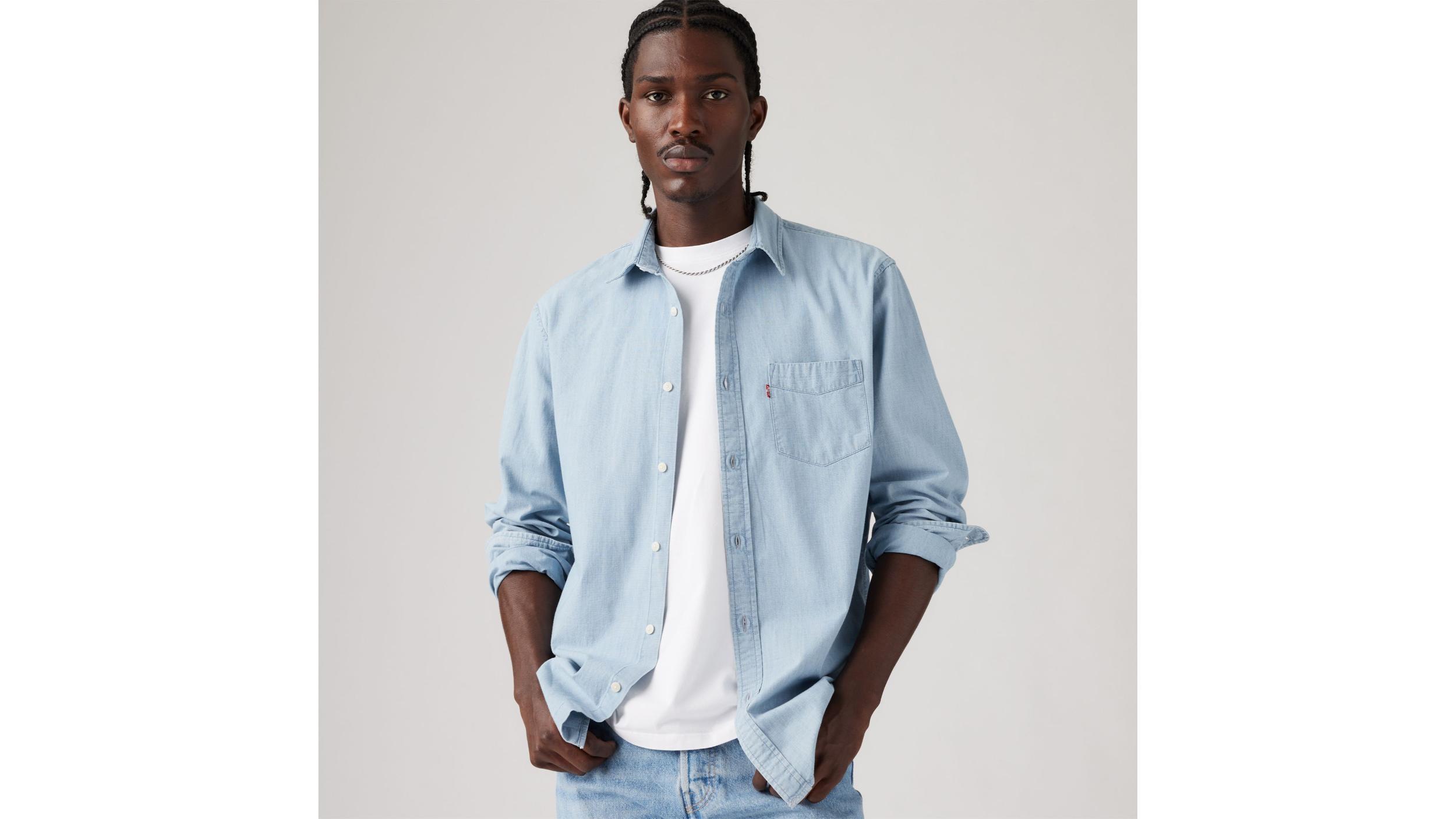 Sunset One Pocket Cotton Linen Standard Fit Shirt Product Image