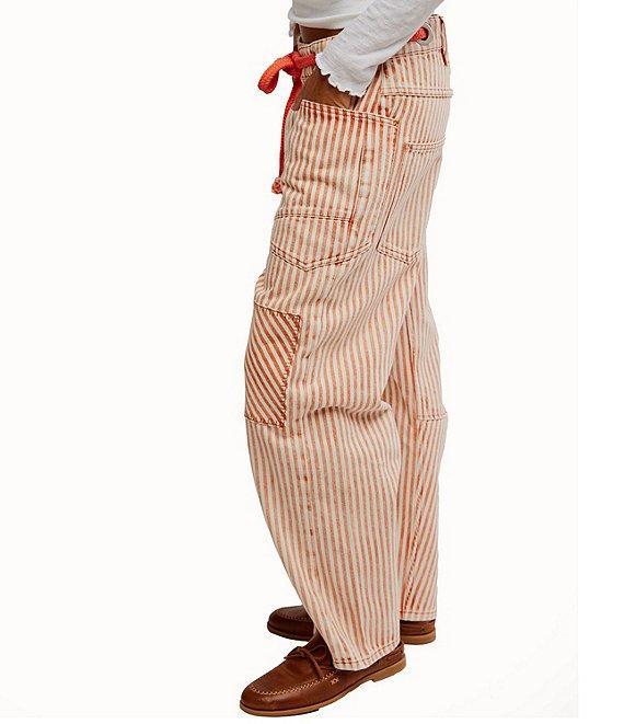 Free People Moxie Railroad Stripe Print Patch Pocket Straight Leg Pant Product Image