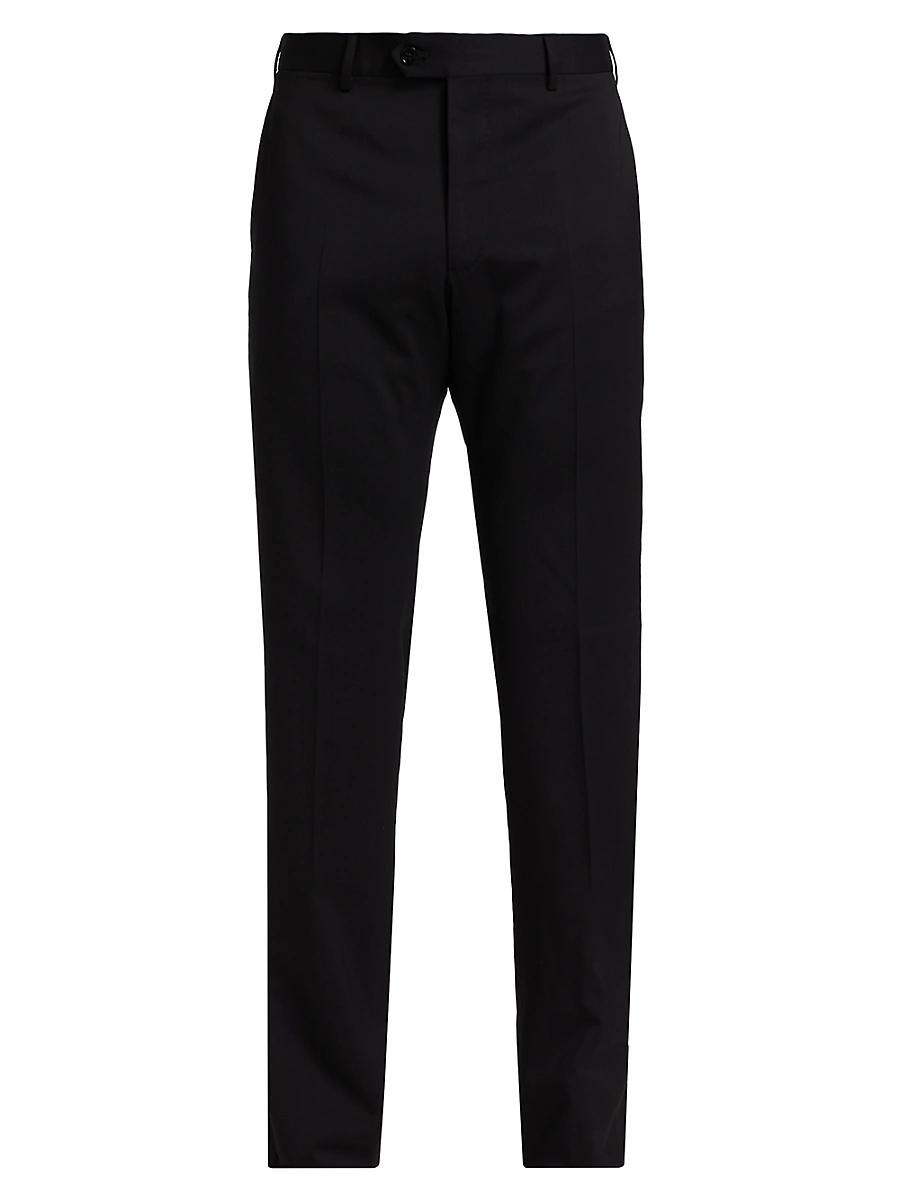 Basic Wool Flat-Front Trousers Product Image