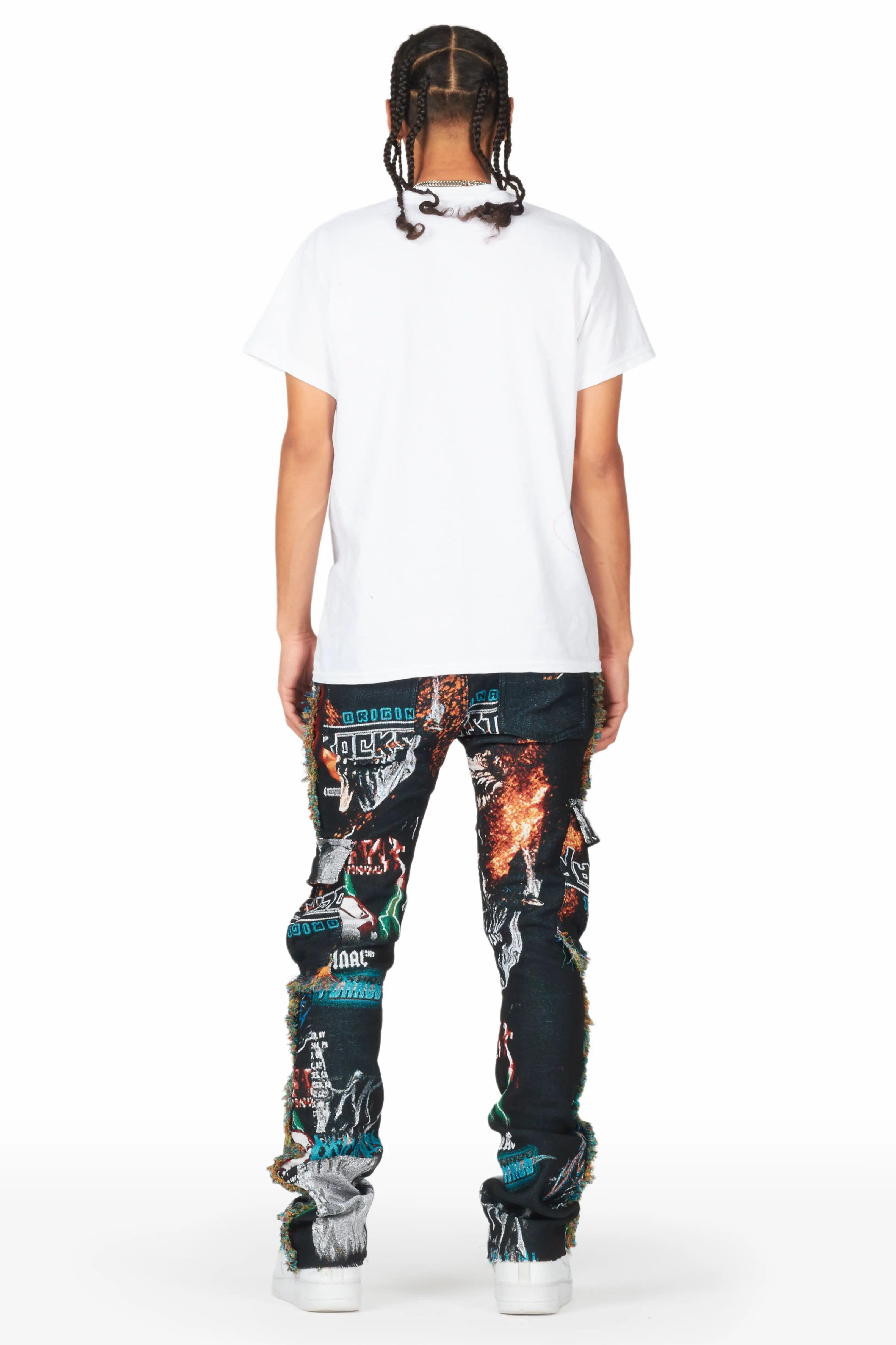 Zarin Black/ Multi Tapestry Stacked Flare Jean Male Product Image