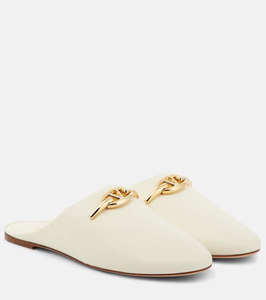 VALENTINO GARAVANI Valentino Vlogo Leather Slide In White Product Image