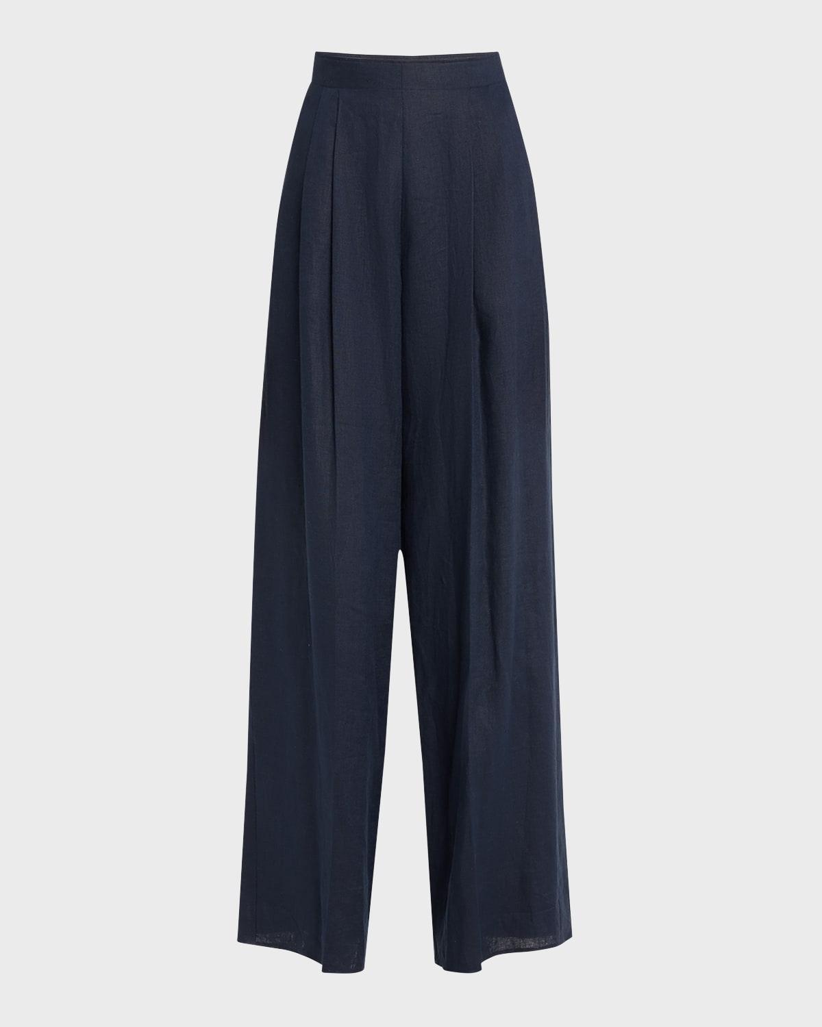 Estella Pleated Wide-Leg Linen Pants Product Image