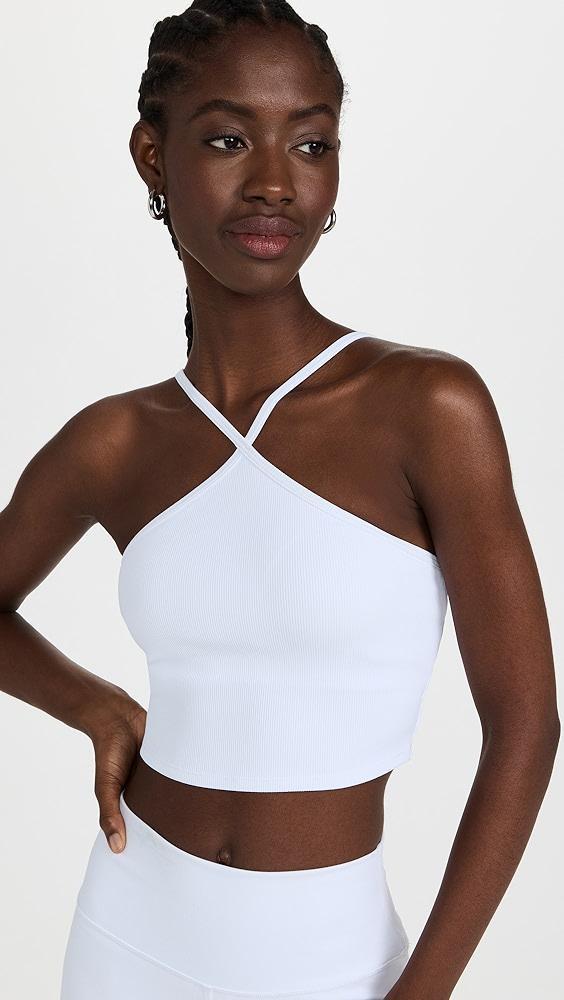 Alo Yoga Goddess Ribbed Cross Crop Top | Shopbop Product Image