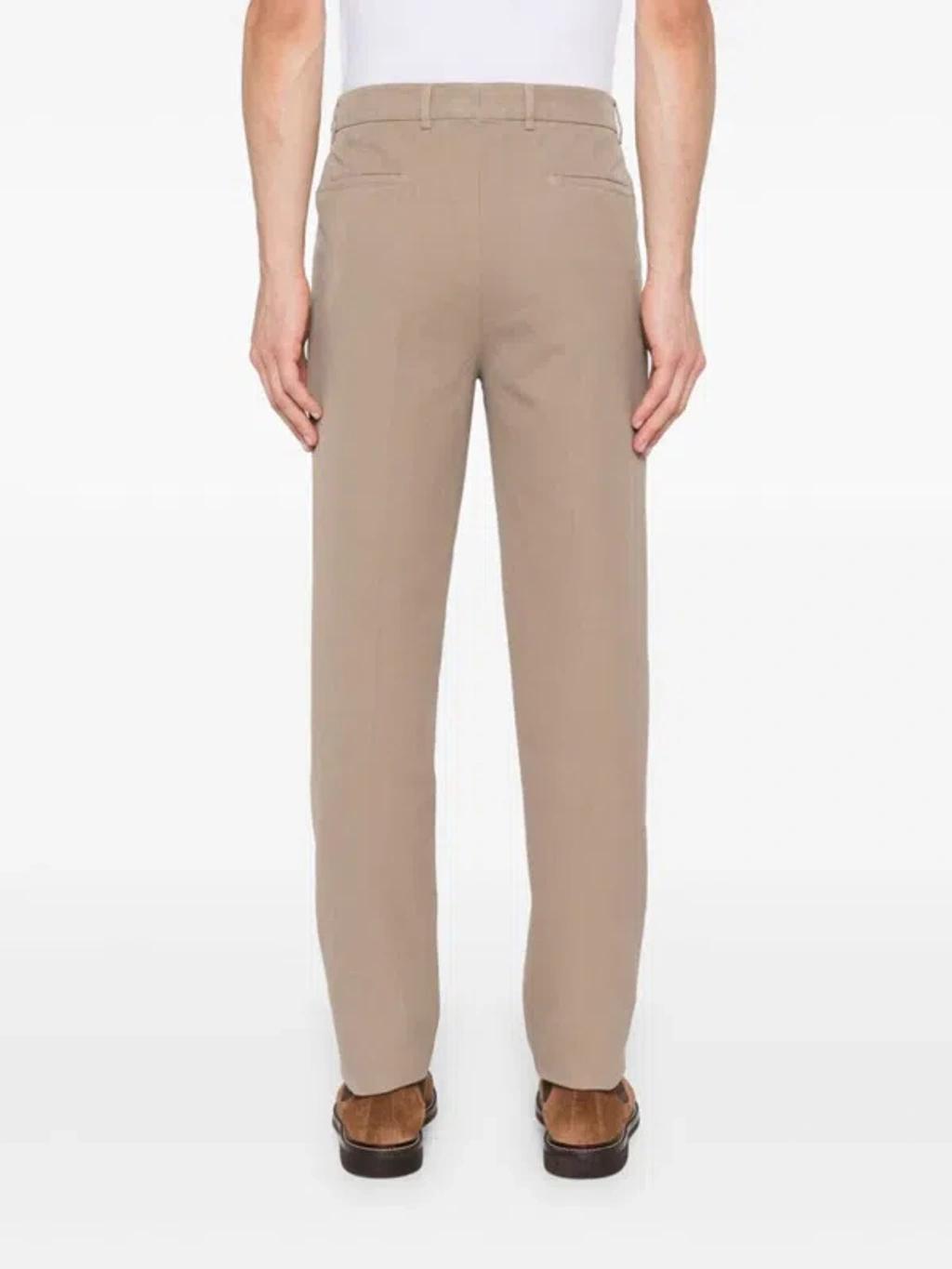 BRUNELLO CUCINELLI Pressed-crease Trousers In Brown Product Image