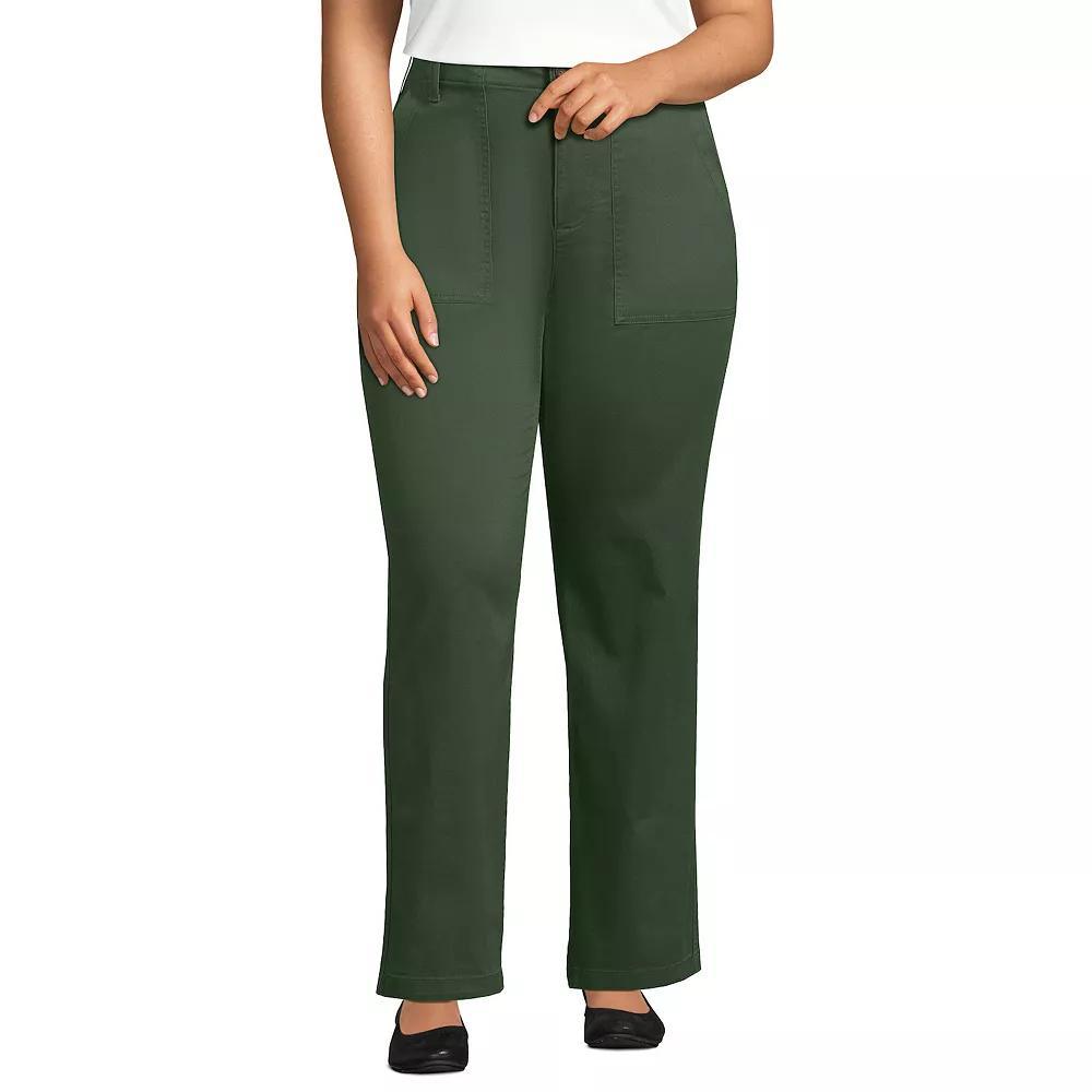 Plus Size Lands' End High-Rise Chino Utility Straight Leg Pants, Women's, Size: 16 W, Estate Green Product Image