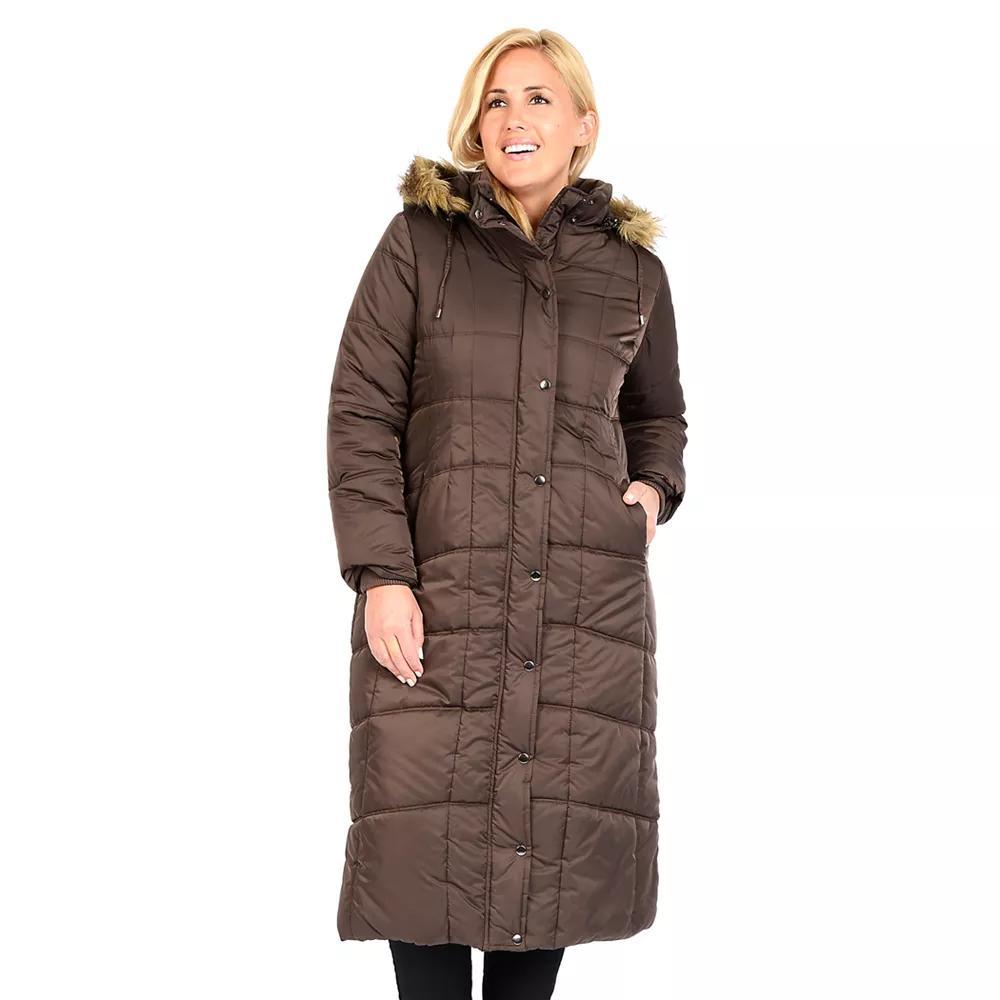 Plus Size Excelled Hooded Long Puffer Coat, Womens Product Image