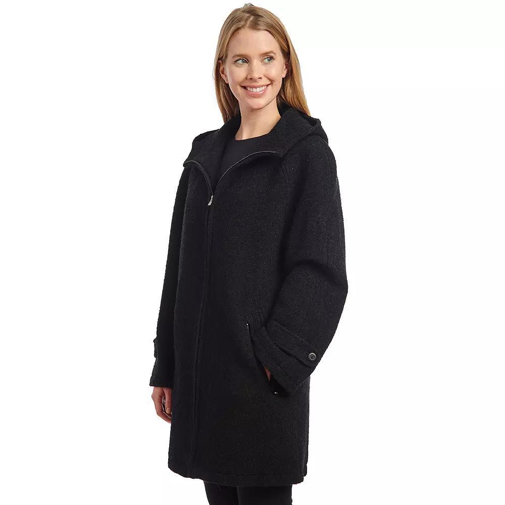 Women's Fleet Street Classic Wool-Blend Hooded Coat, Size: Large, Grey Product Image