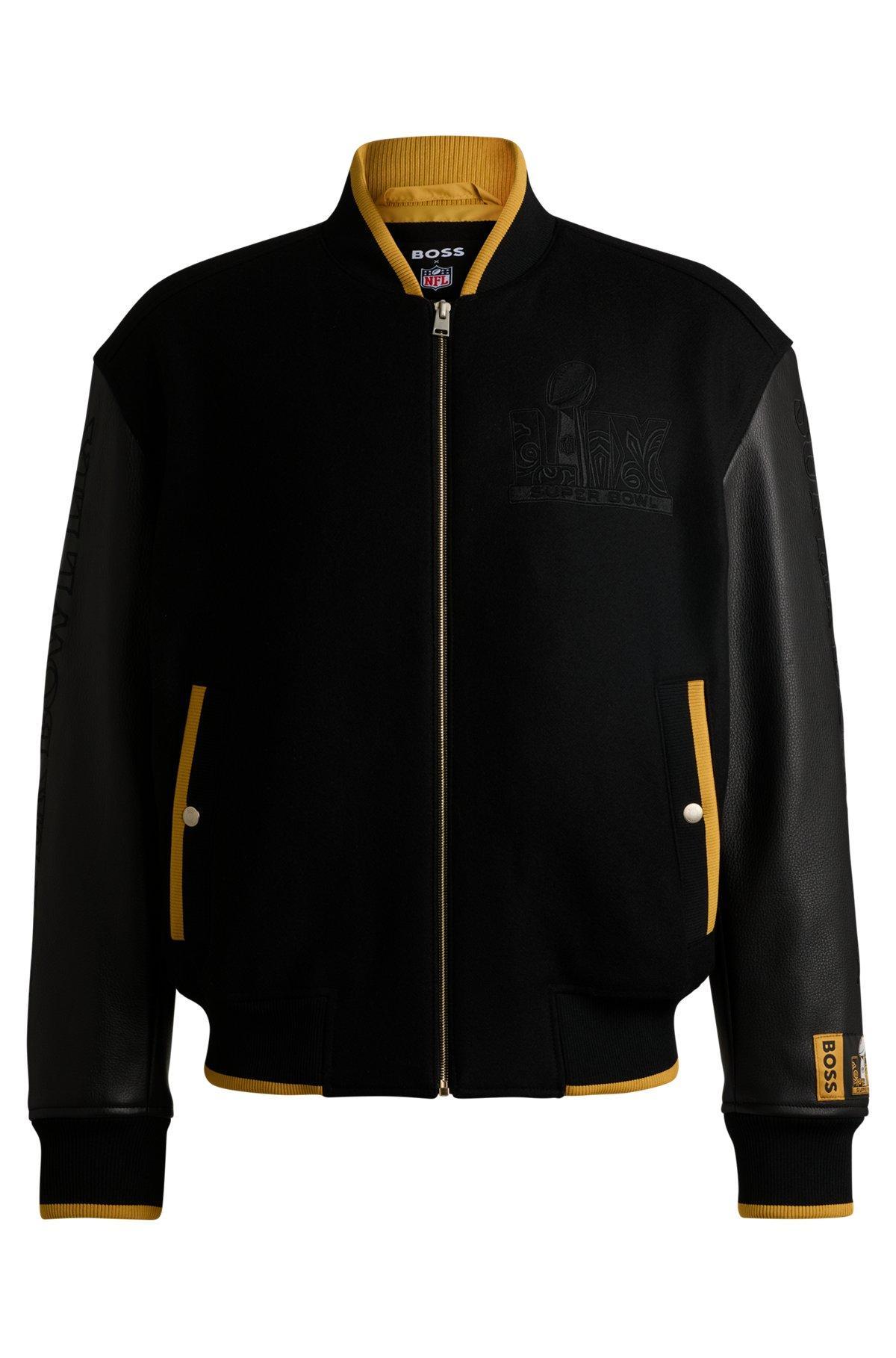 BOSS x NFL wool jacket with leather sleeves Product Image