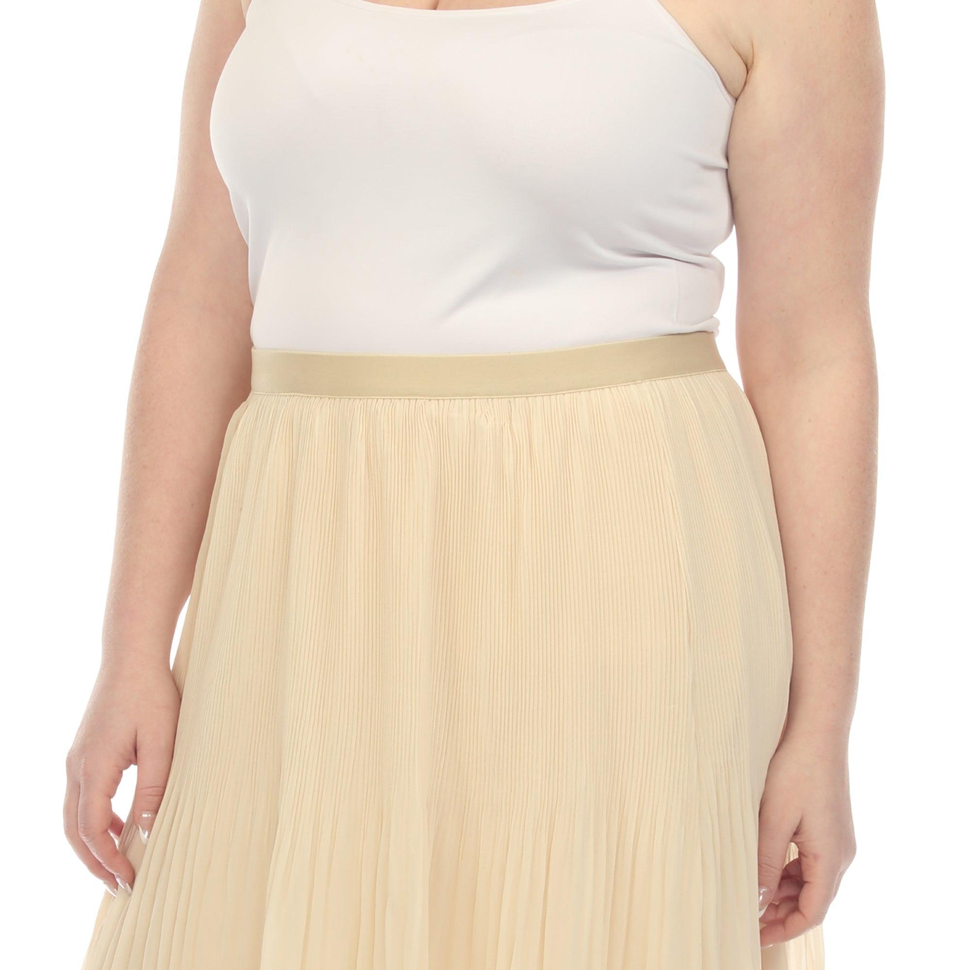 Plus Size Pleated Chiffon Midi Skirt Product Image
