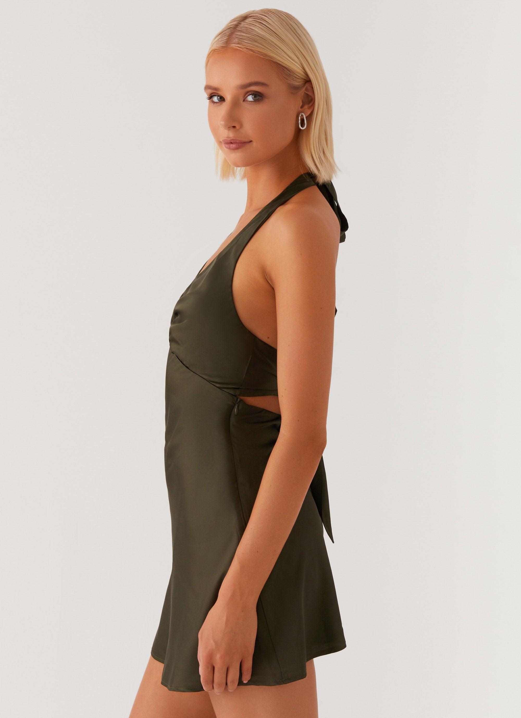 Heavy Hearted Mini Dress - Khaki Product Image