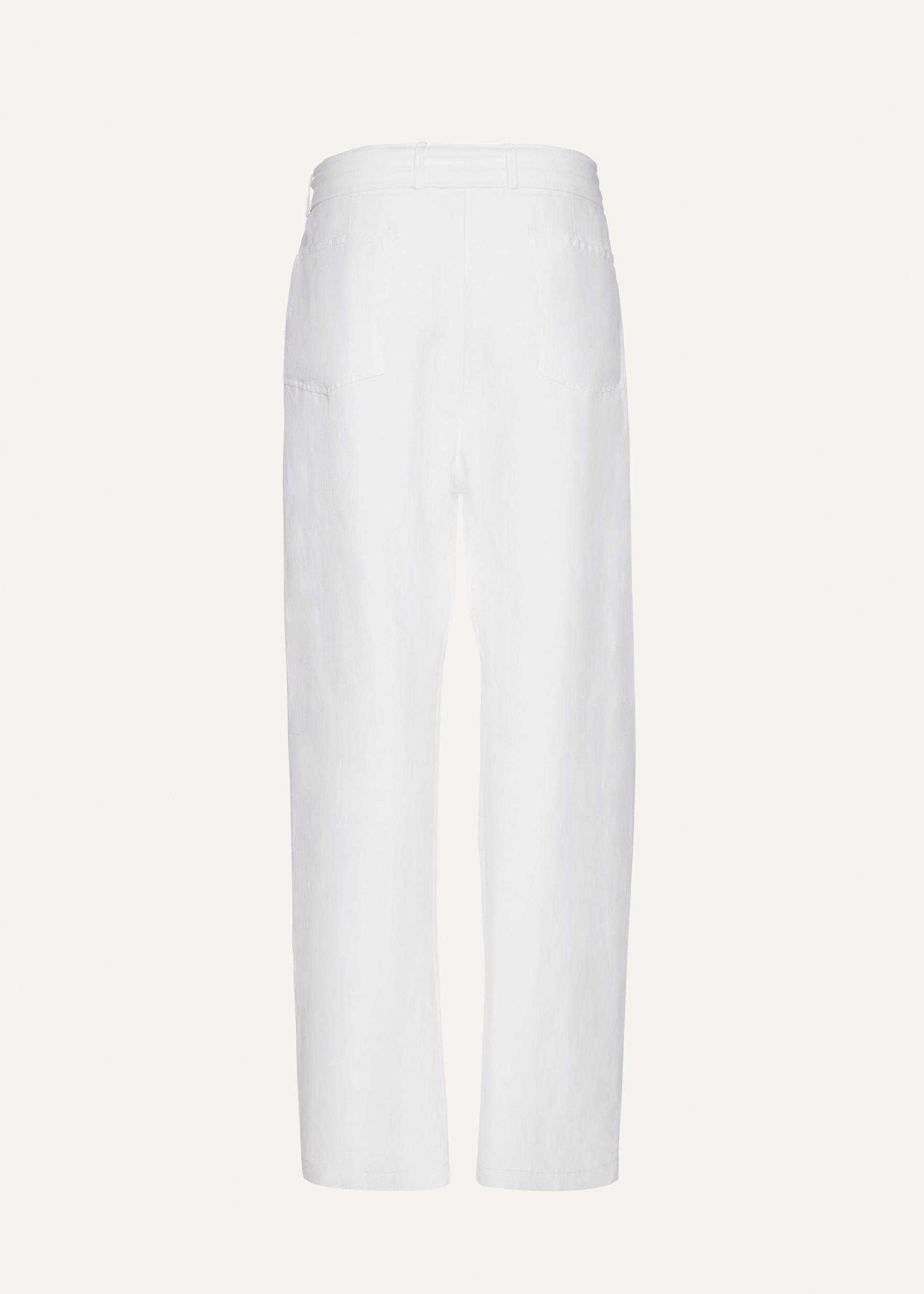 Relaxed cotton belted trousers in white Product Image