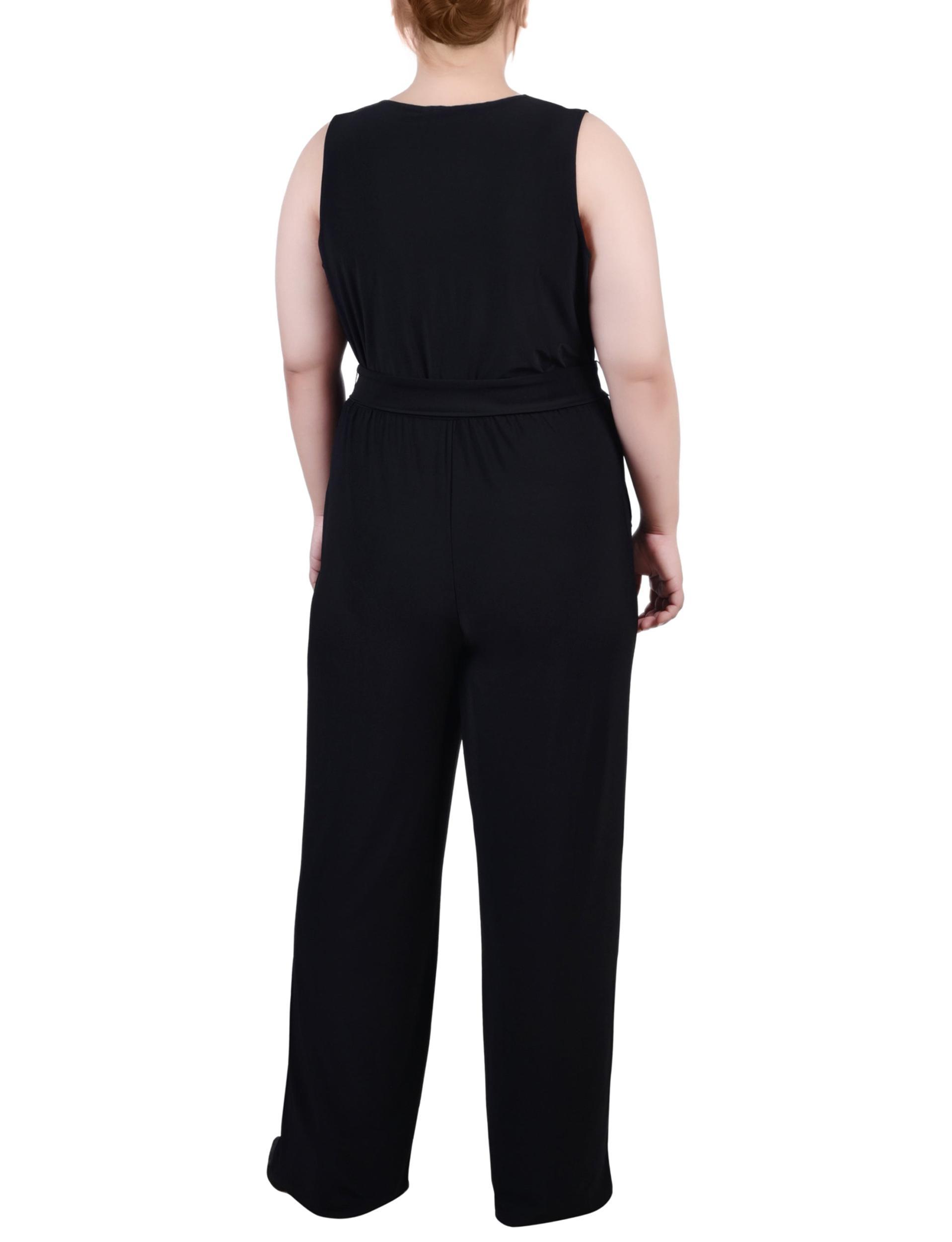 Black Sleeveless Belted Jumpsuit - Plus Product Image