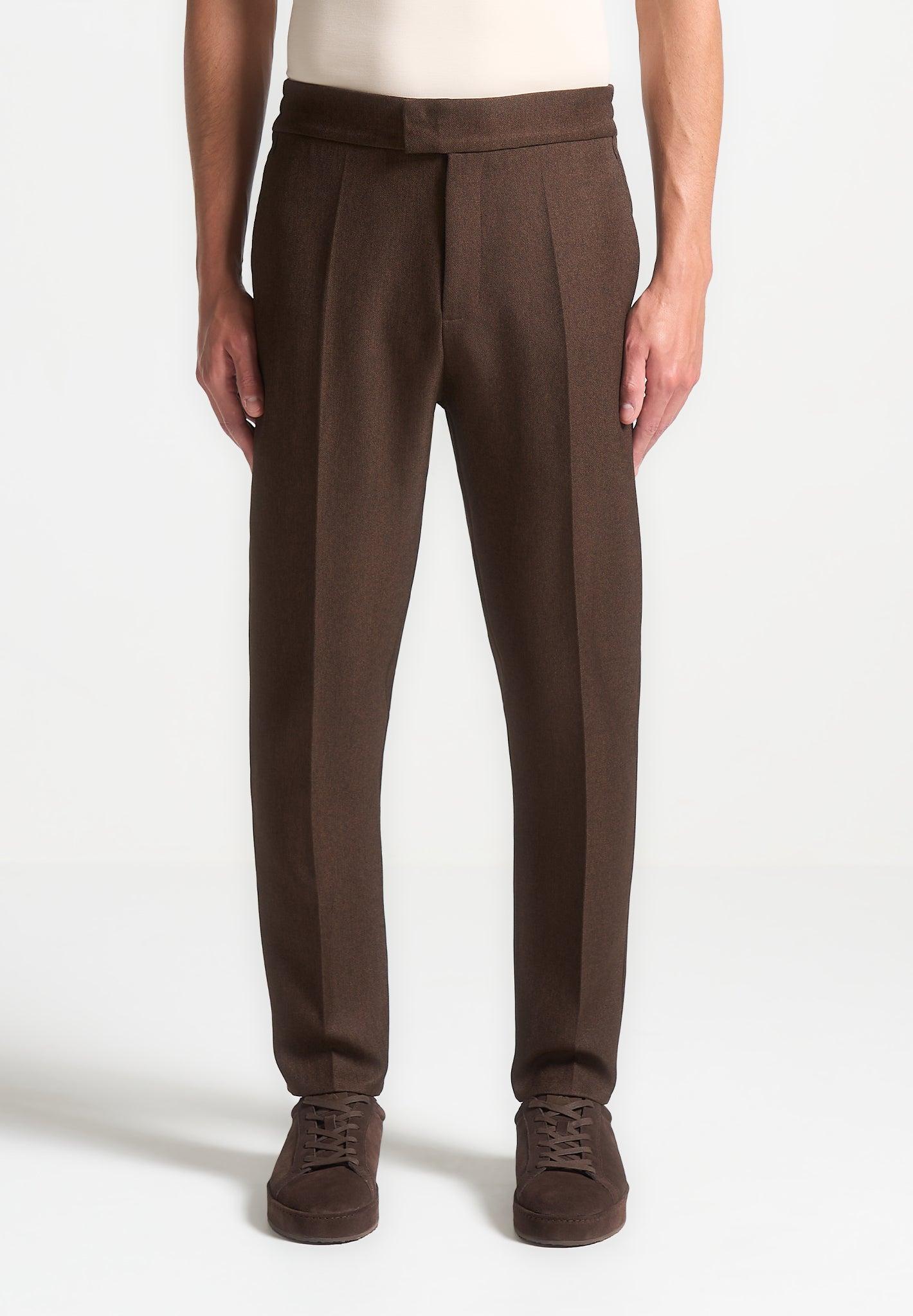 Slim Fit Tailored Trousers - Brown Male Product Image