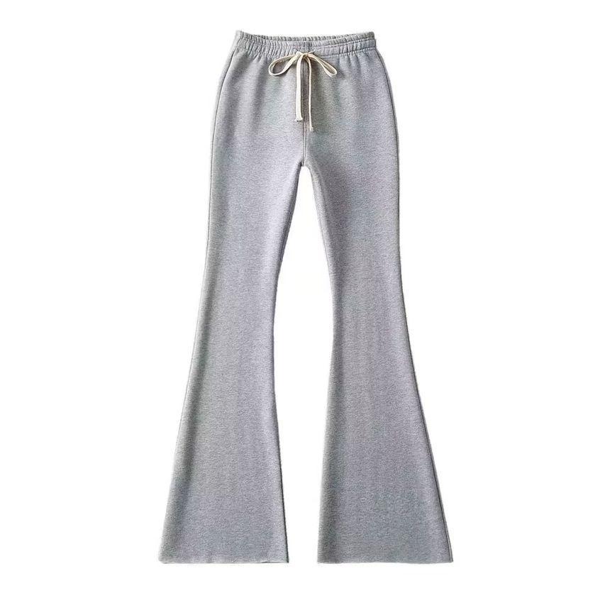 Drawstring Waist Plain Flared Sweatpants Product Image
