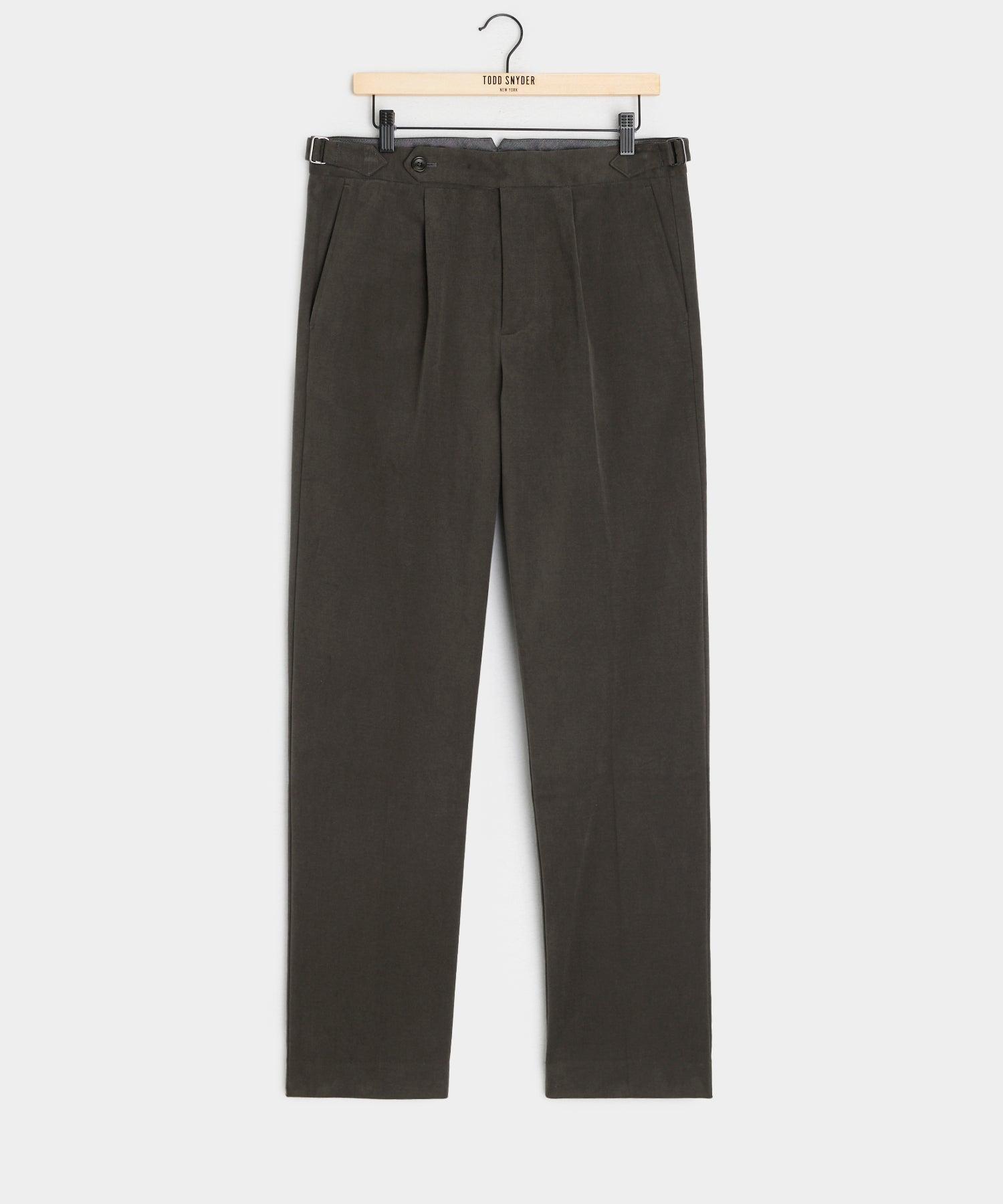 Italian Brushed Cotton Side Tab Trouser in Charcoal Product Image