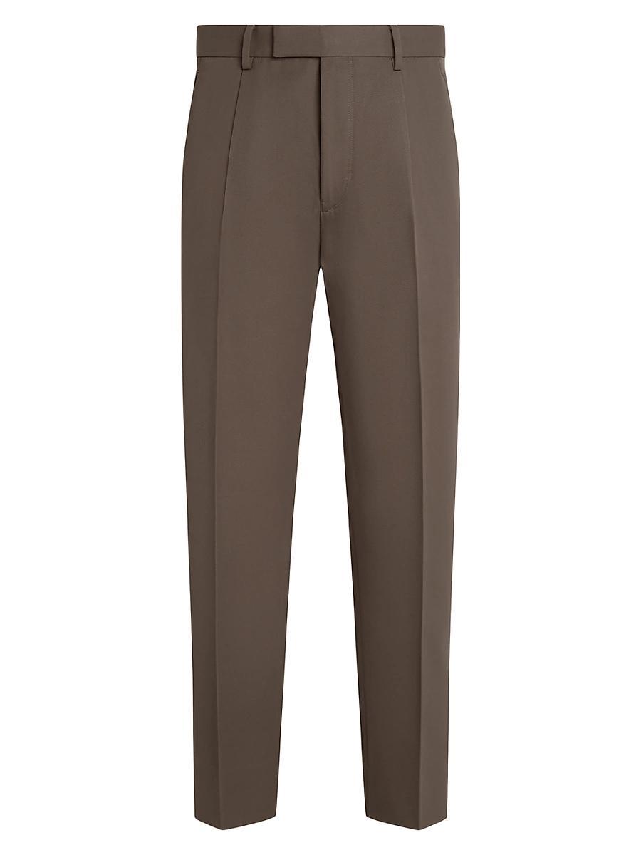 Mens Single-Pleated Cotton and Wool Pants Product Image