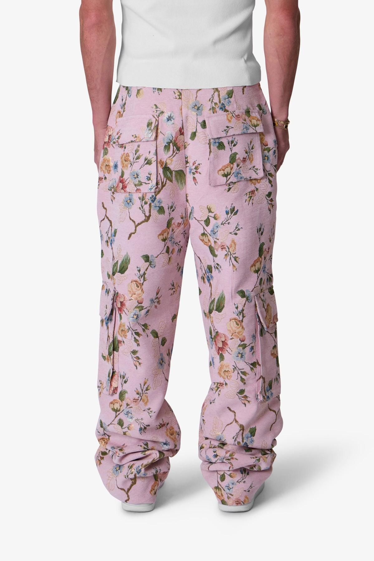 Jacquard Rose Cargo Pants - Pink Product Image