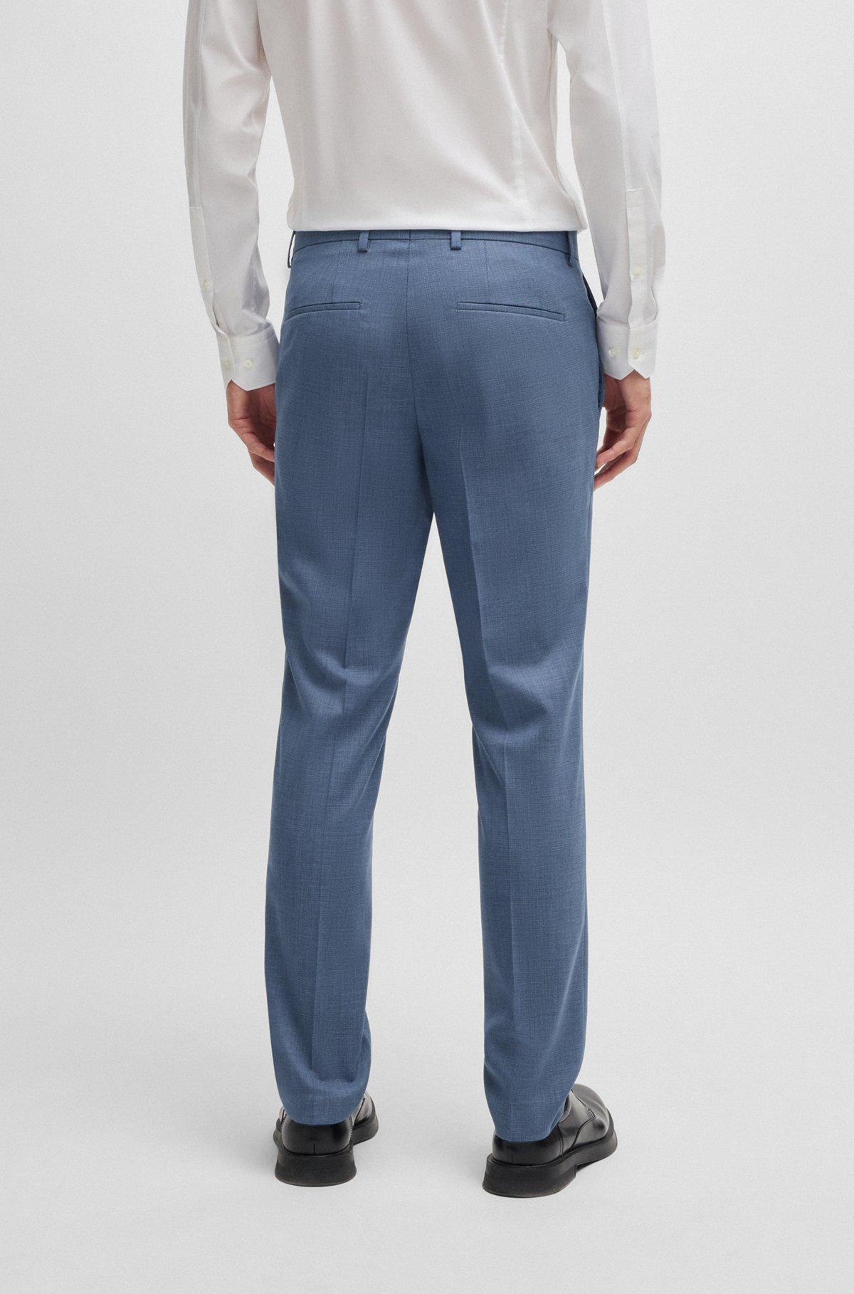 HUGO - Slim-fit trousers in mouliné performance-stretch cloth - Dark Blue Product Image