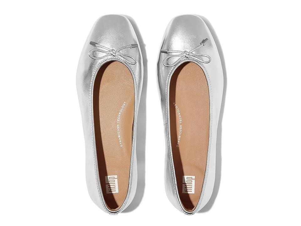 FitFlop Delicato Bow Soft Metallic-Leather Ballerinas Women's Flat Shoes Product Image