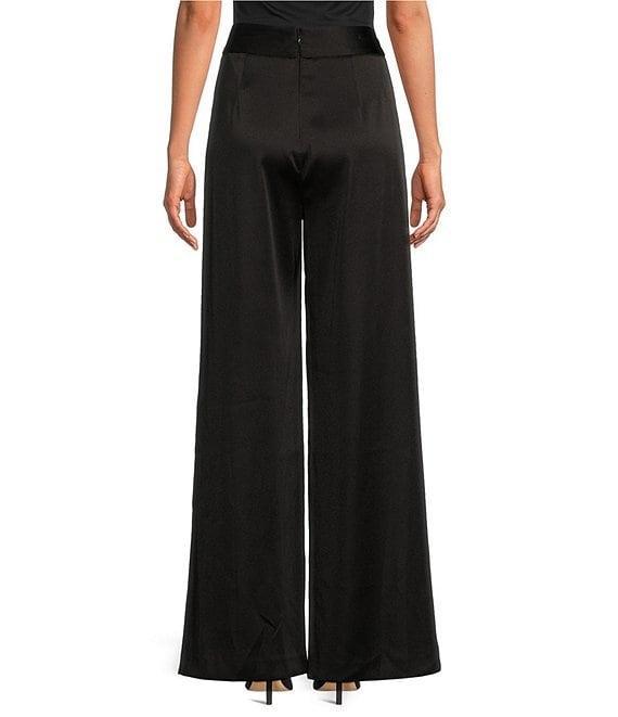 Muse by Marchesa Spruce Satin High Rise Pleated Point Straight Tuxedo Coordinating Pants Product Image
