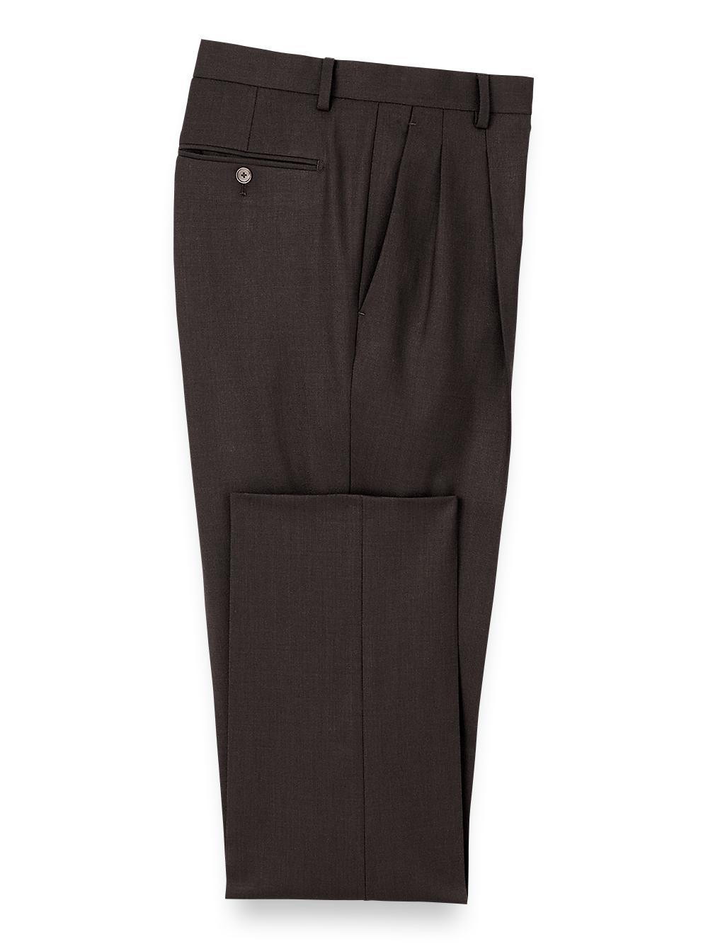 Wool Stretch Bengaline Suit Pants - Dark Brown Product Image