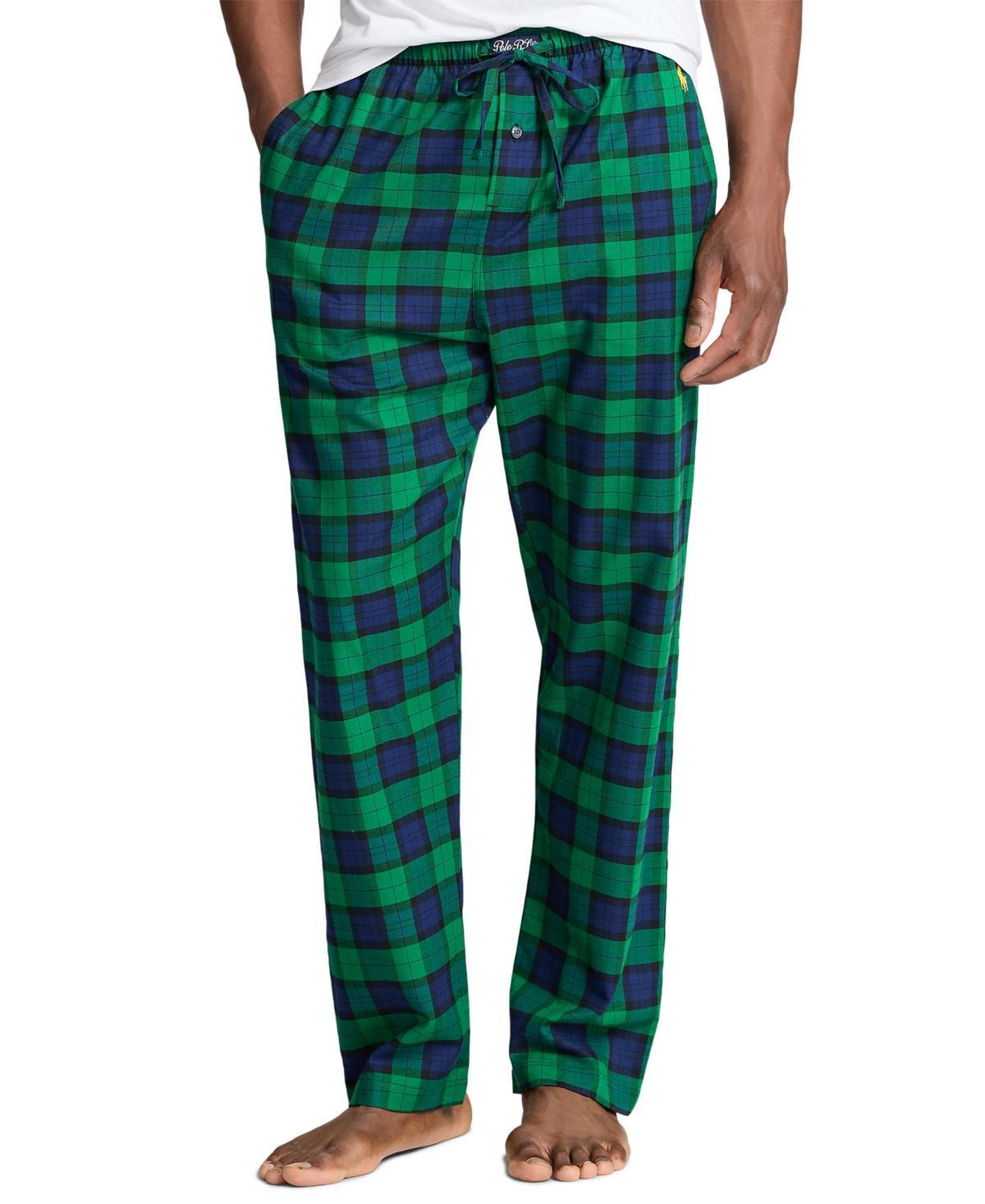 POLO RALPH LAUREN Men's Plaid Flannel Pajama Pants In Green And Blue Plaid Product Image