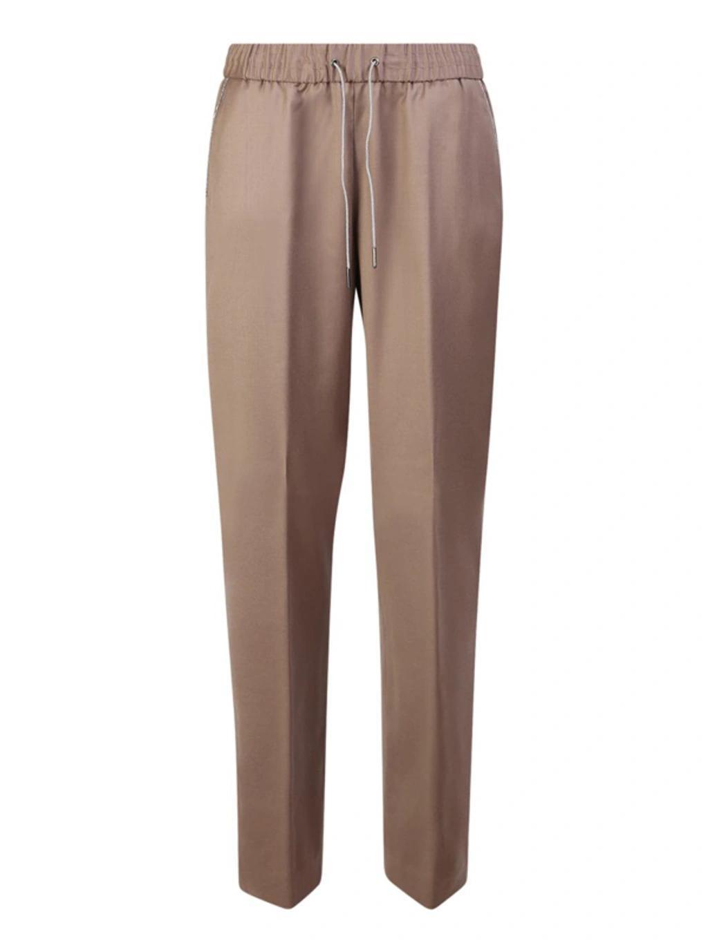 FABIANA FILIPPI Flannel Drawstring Trousers In Brown Product Image