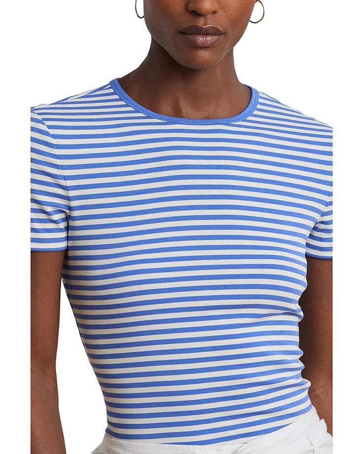 Petite Striped Stretch Cotton Crewneck Tee Product Image