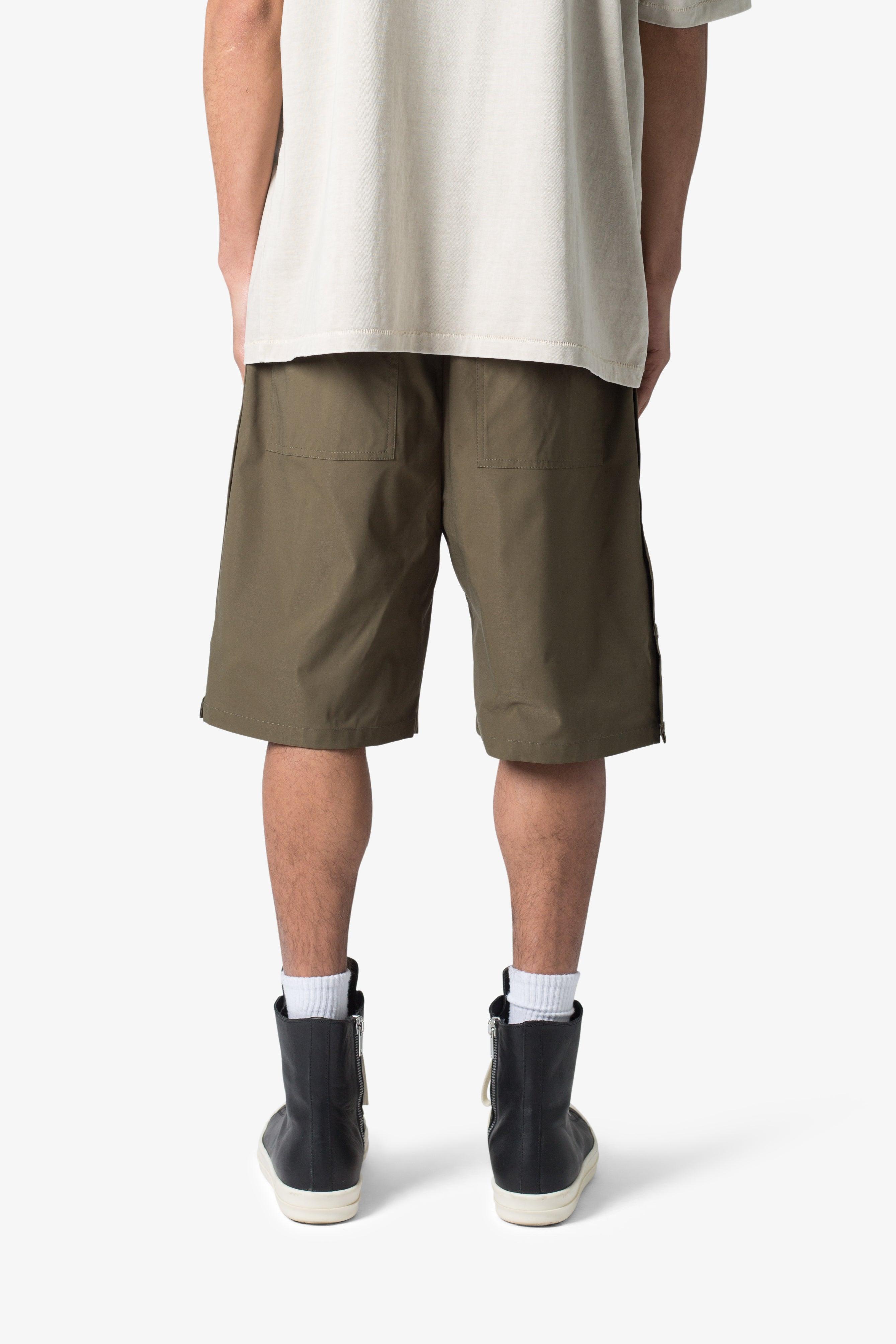 Side Snap Nylon Shorts - Olive Product Image