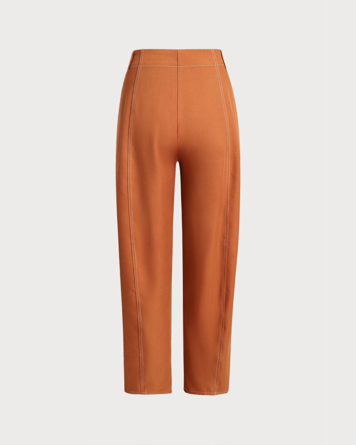 Brown Pegged Straight Pants Product Image