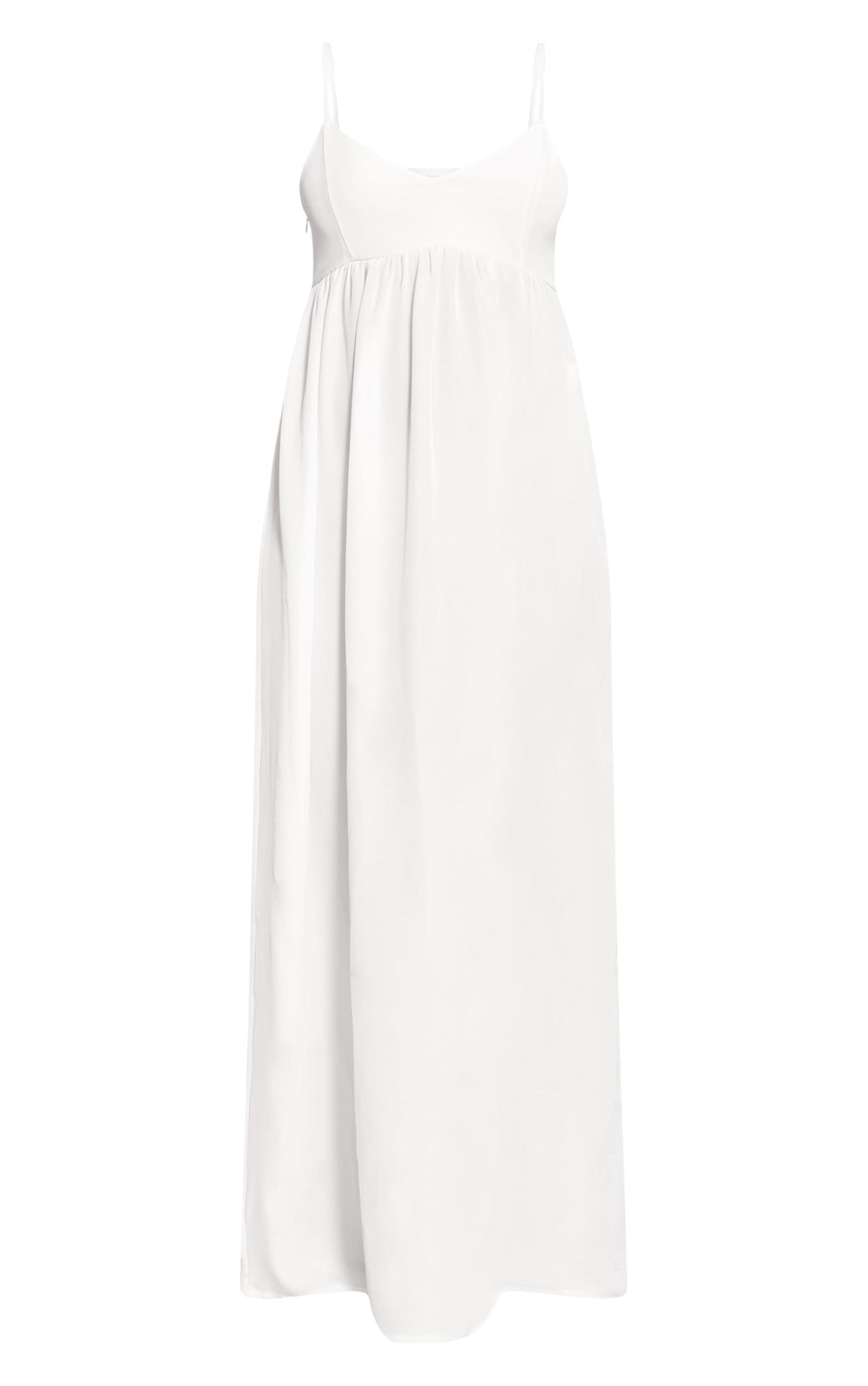 White Textured Strappy Scoop Neck Sleeveless Maxi Dress Product Image