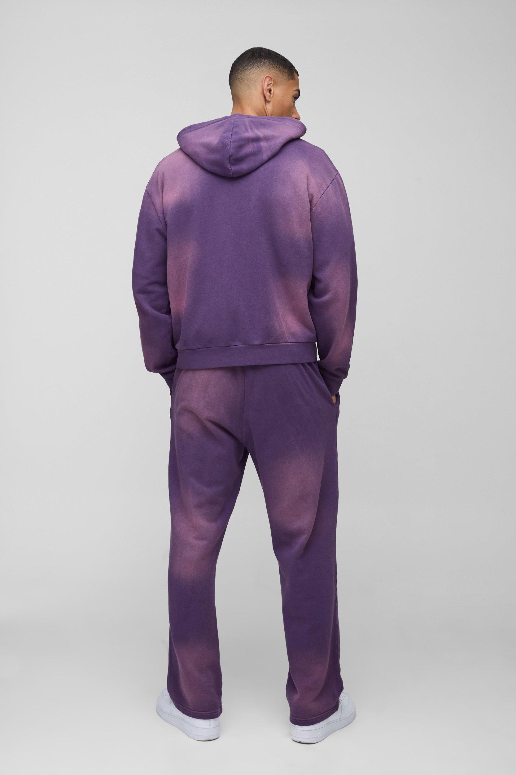 Oversized Boxy Spray Wash Zip Through Tracksuit | boohooMAN USA Product Image