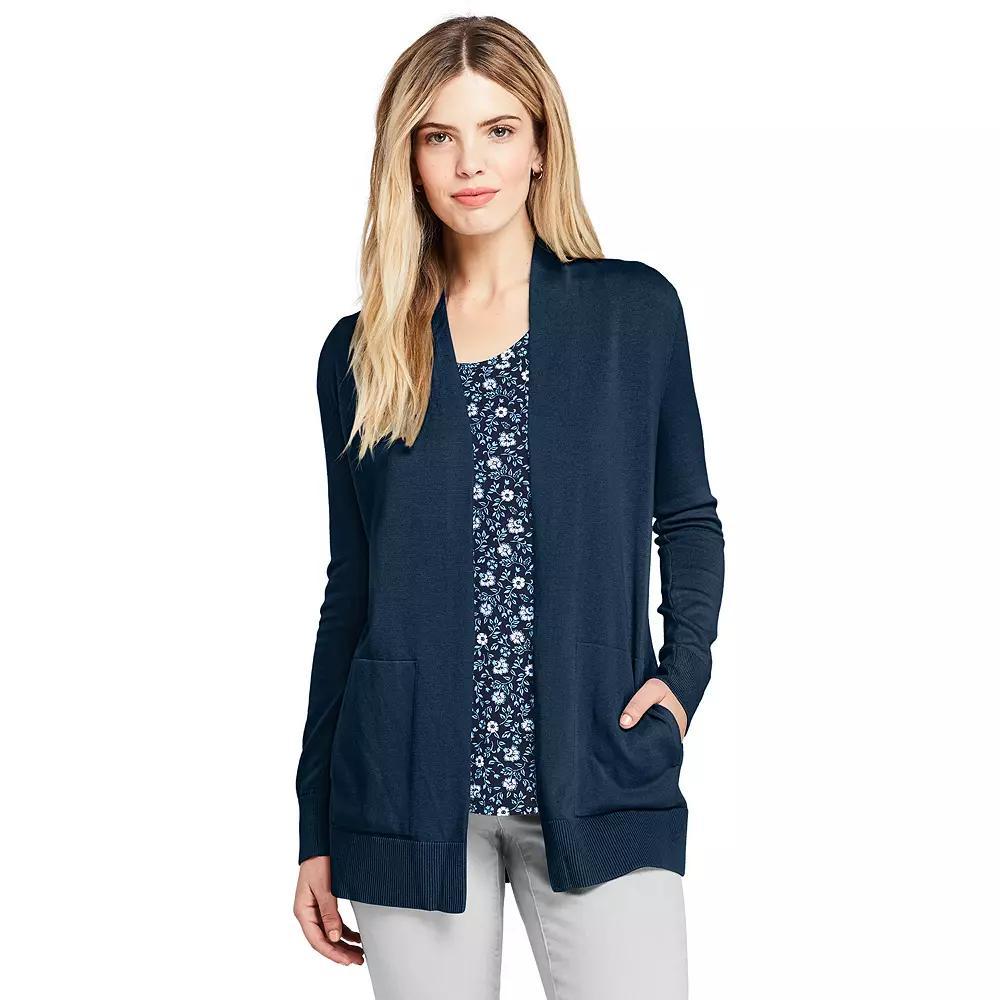 Women's Lands' End Open-Front Long Cardigan Sweater, Size: XS, Radiant Blue Product Image