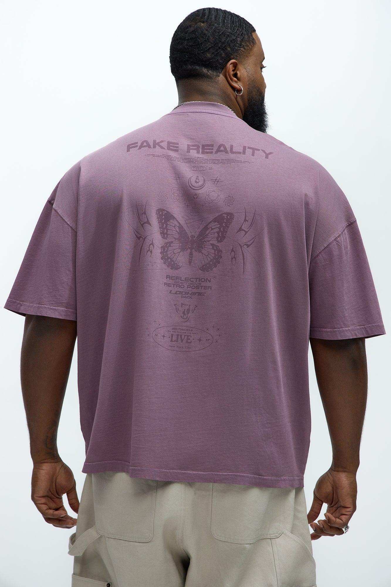 Fake Reality Oversized Short Sleeve Tee - Purple Product Image