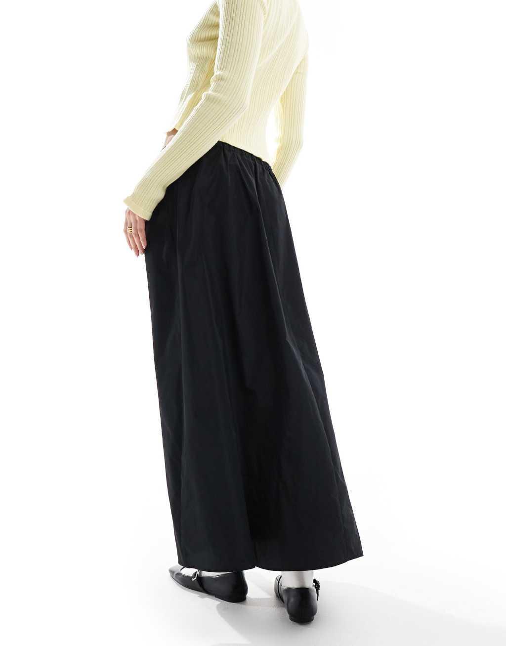 ASOS DESIGN a line maxi skirt in taffeta in black Product Image