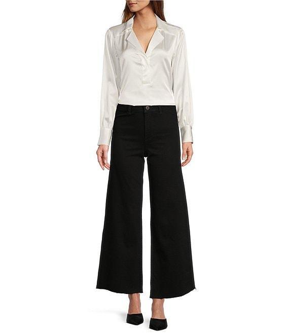 Antonio Melani Alexandra Twill High Rise Wide Leg Raw Hem Cropped Chino Pants Product Image