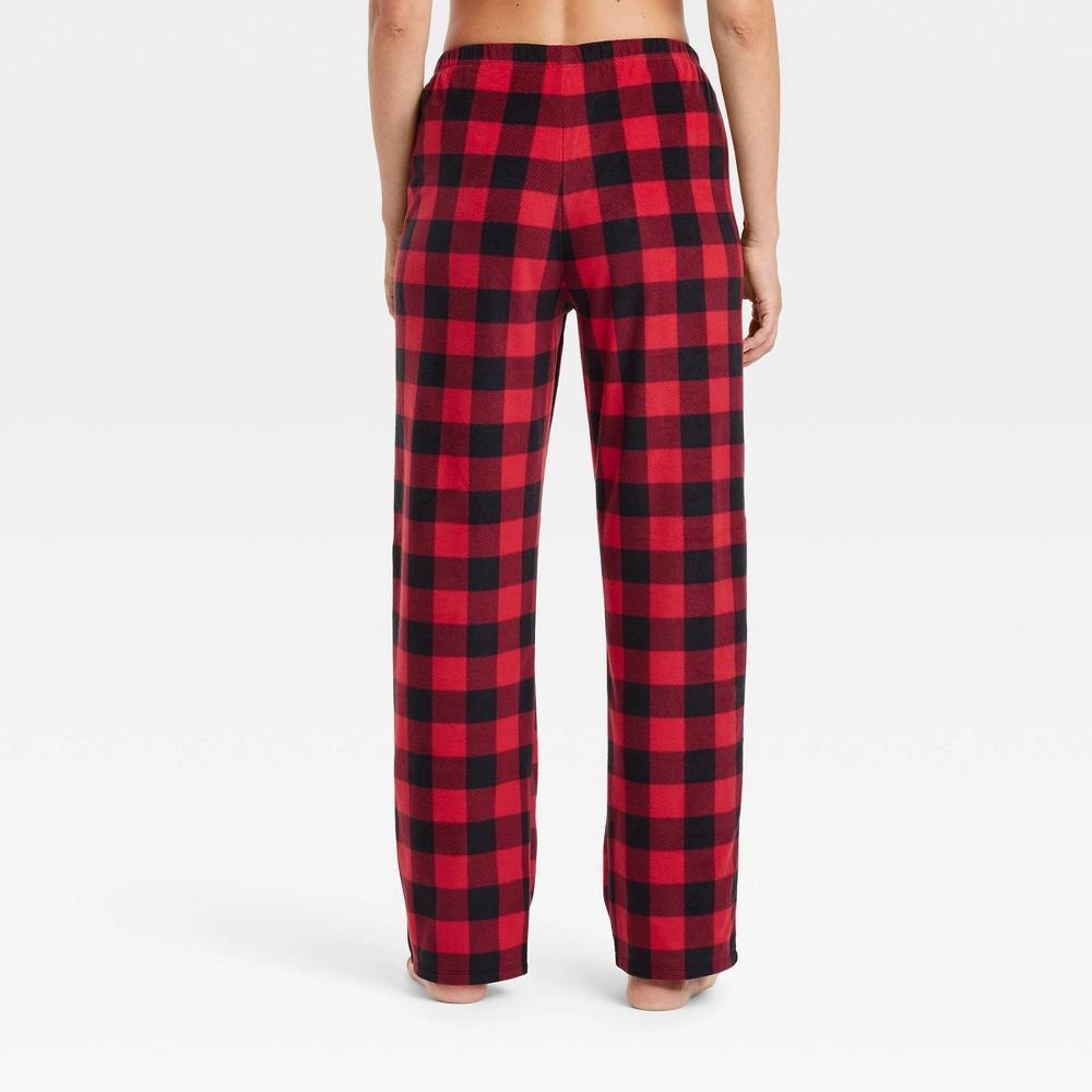 Women's Buffalo Check Microfleece Holiday Matching Family Pajama Pants - Wondershop™ Red L Product Image