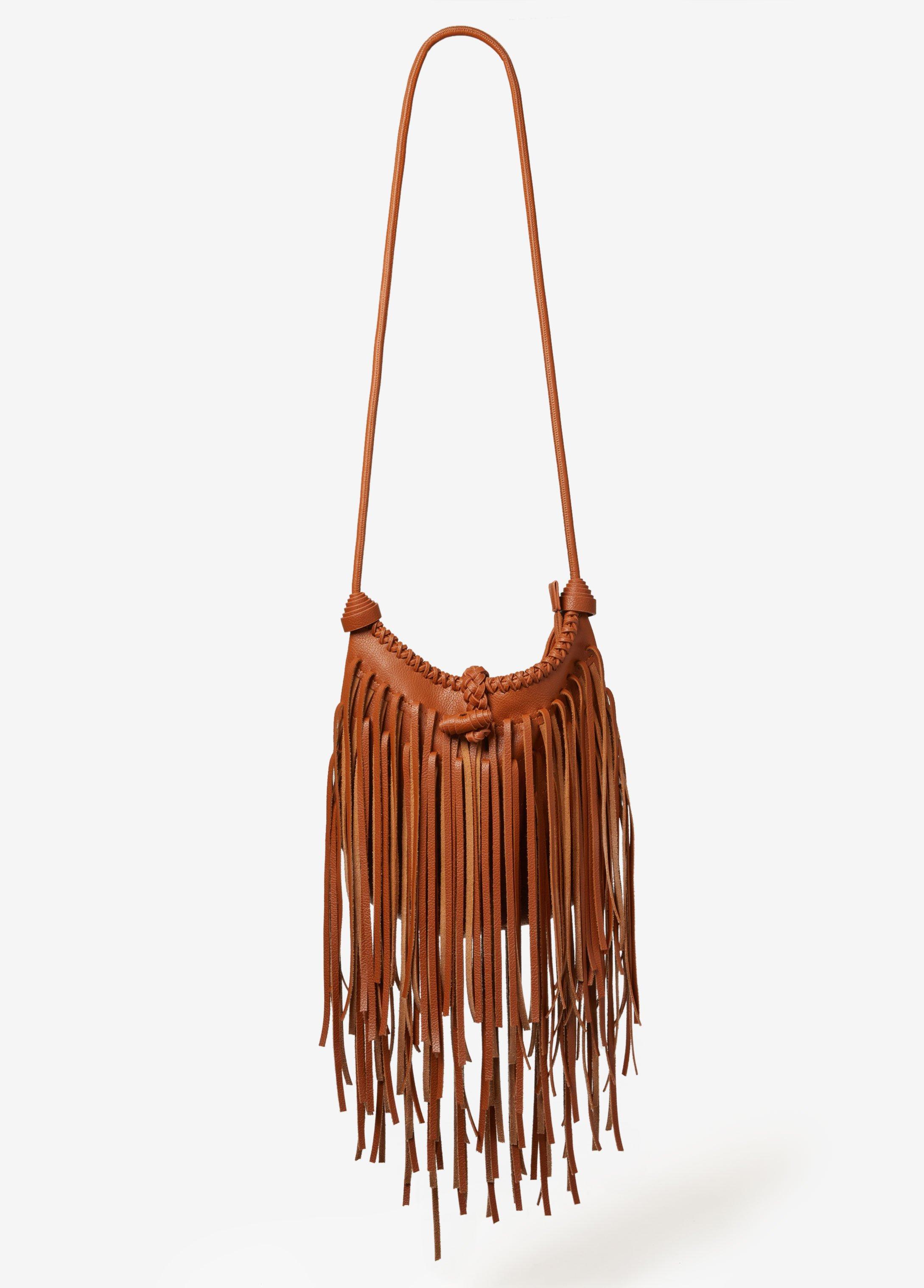 Fringe Trimmed Faux Leather Bag Product Image