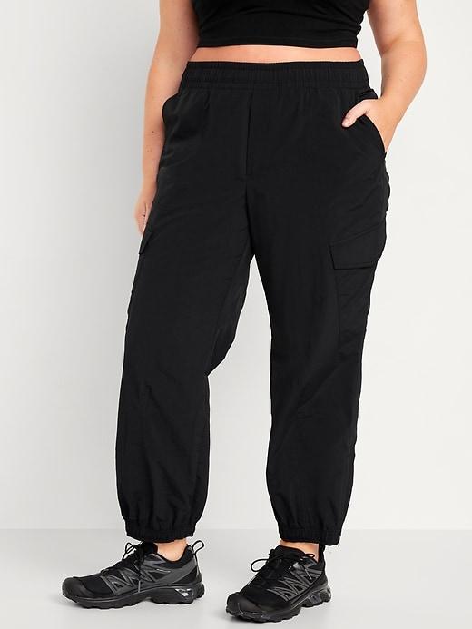 High-Waisted Ankle-Zip Cargo Joggers Product Image