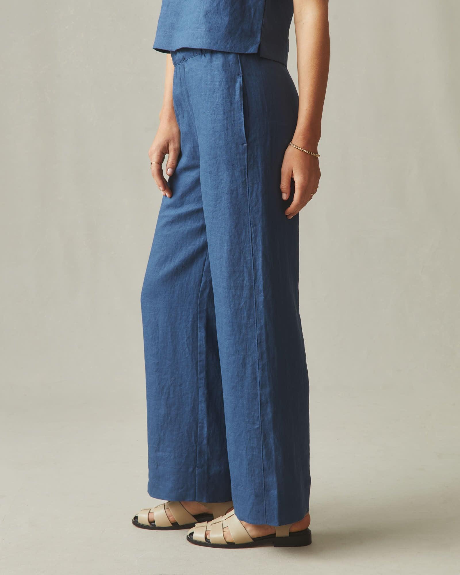Women's Linen Wide Leg Pant - Marine Navy Female Product Image