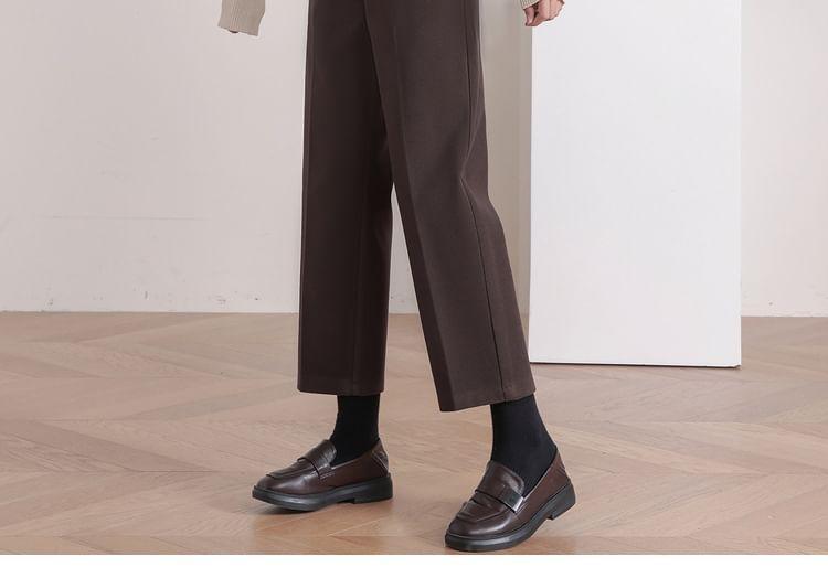 High Rise Plain Cropped Tapered Pants Product Image