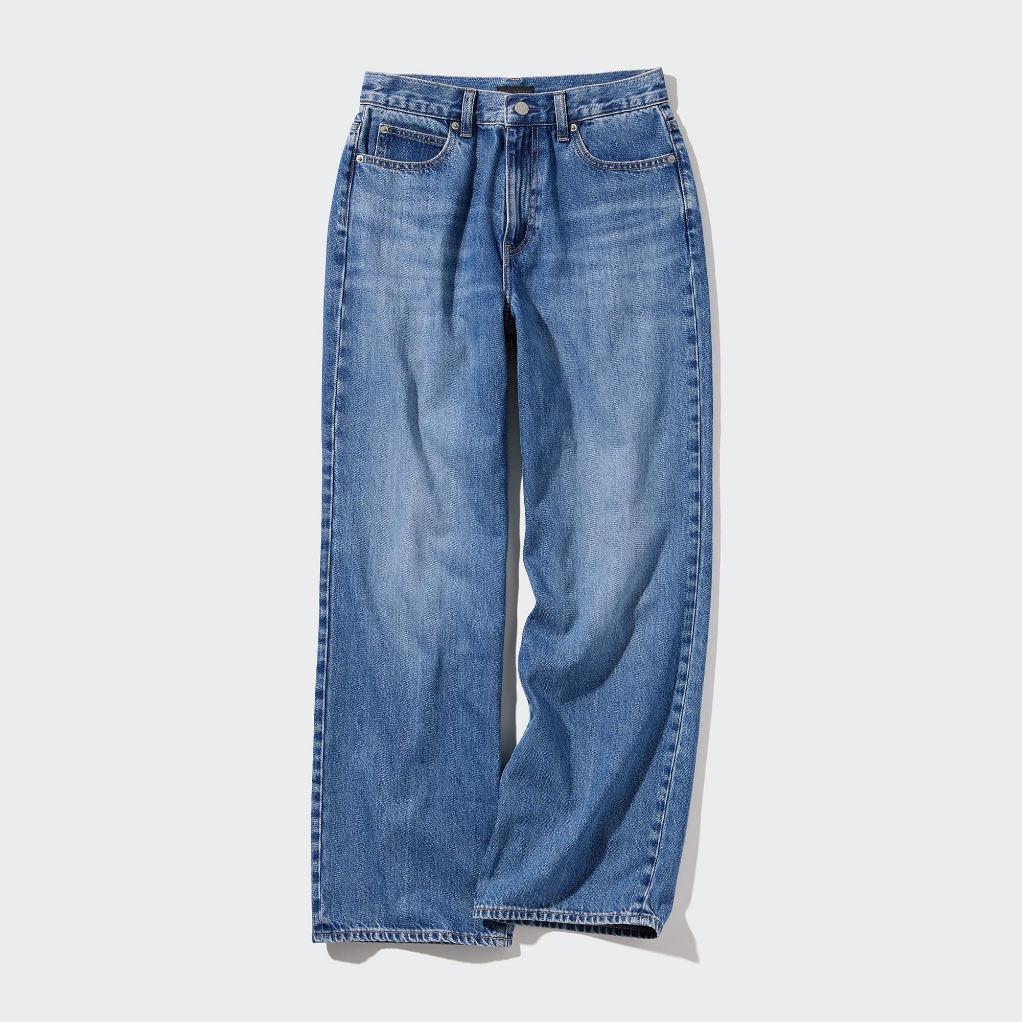 Womens Wide Straight Jeans Blue 27 inch UNIQLO US Product Image