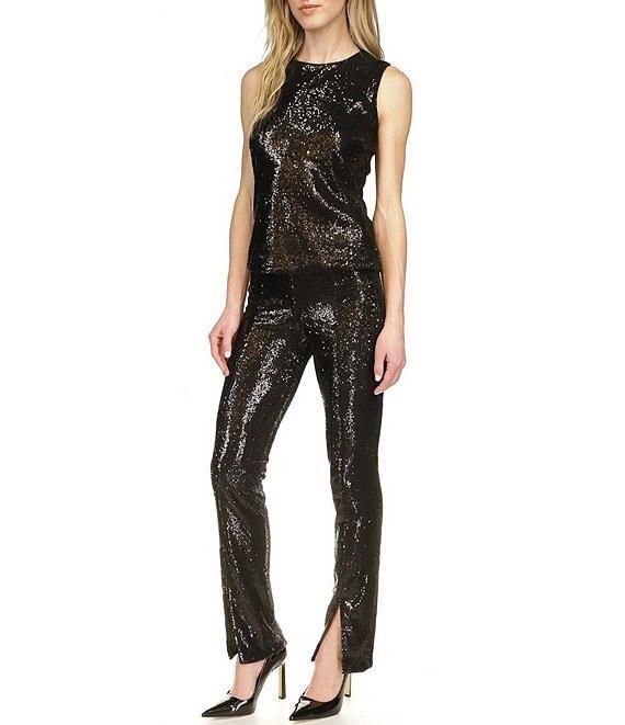 Michael Kors Sequin Split Hem Pull-On Flare Leg Pants Product Image