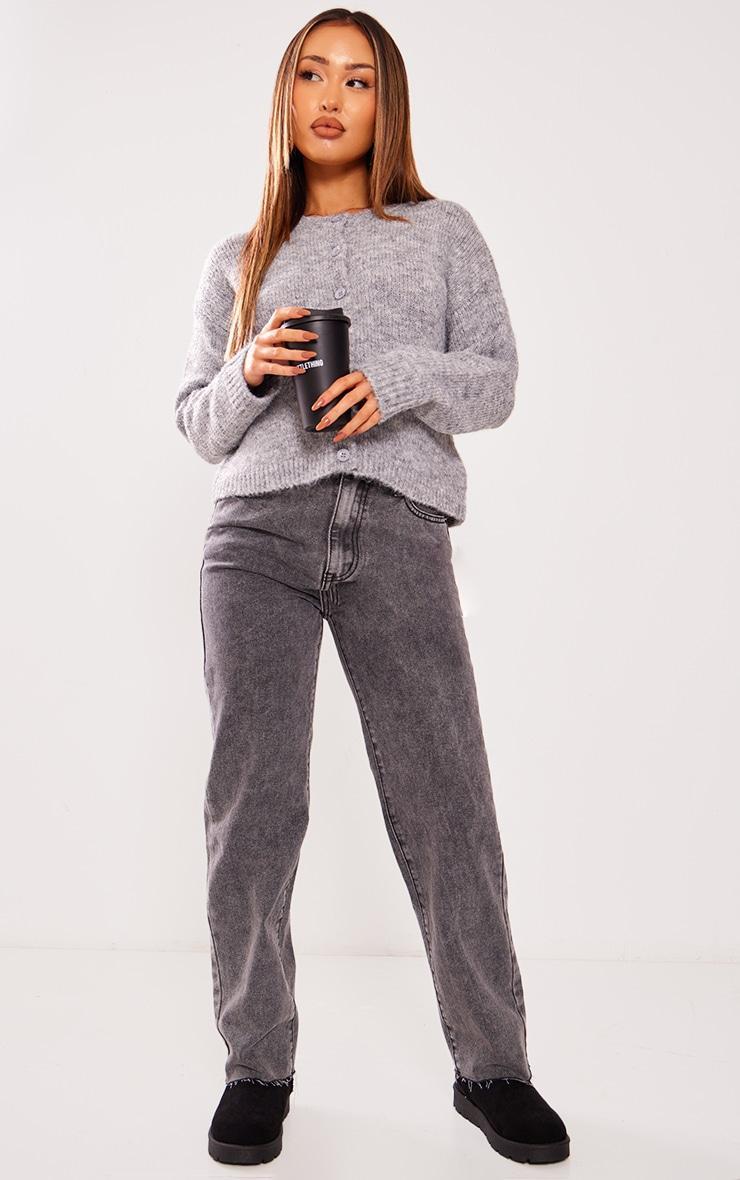 Petite Grey Marl Knitted Cardigan Product Image