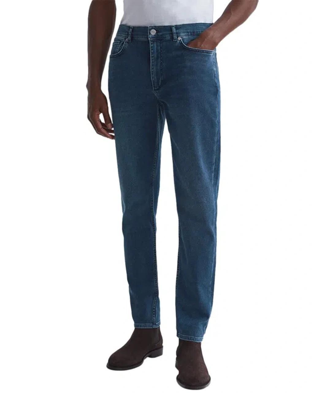 REISS Indigo Ardana Slim Fit Jersey Jeans In Blue Product Image