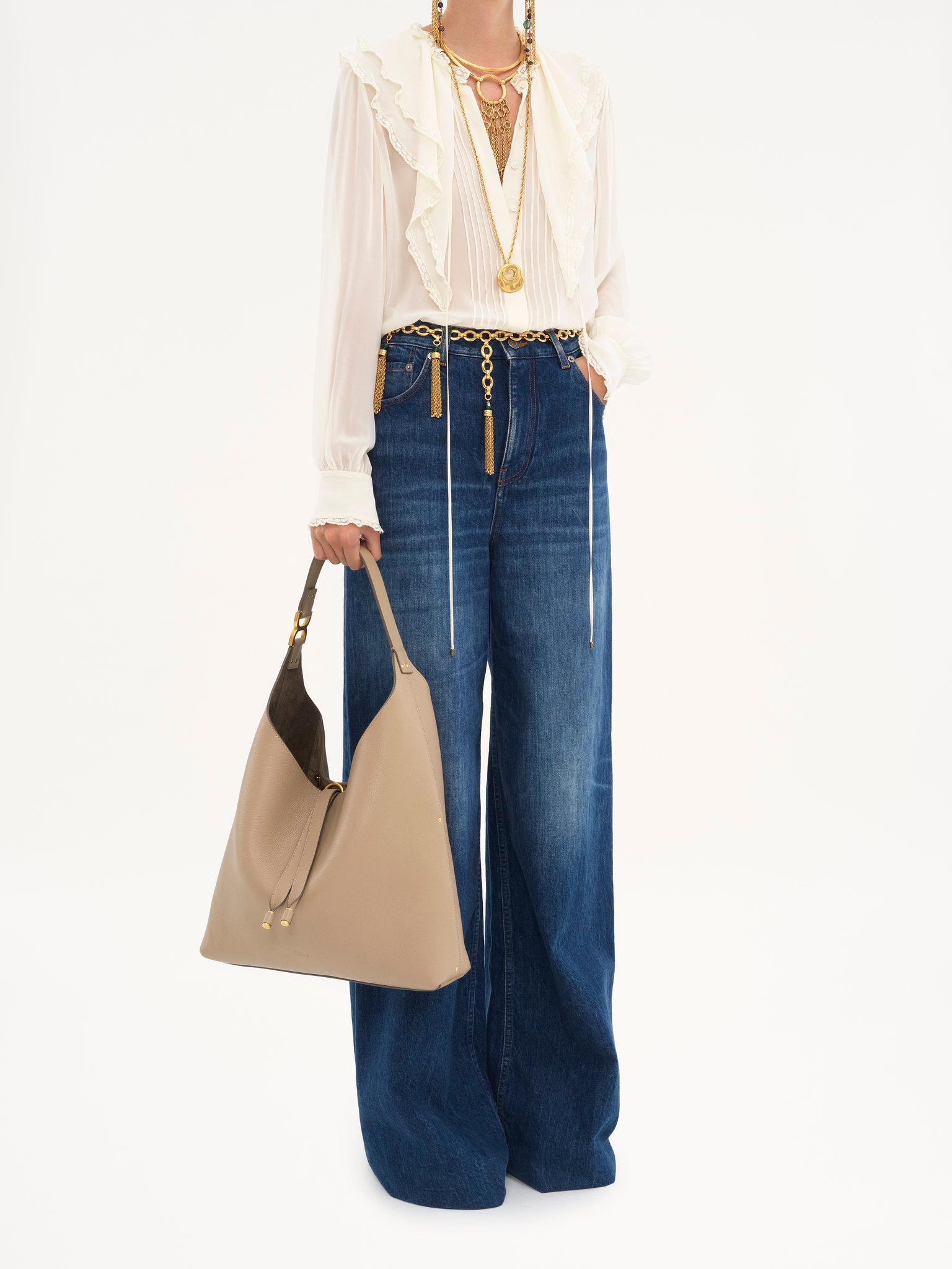 Marcie hobo bag in grained leather Product Image