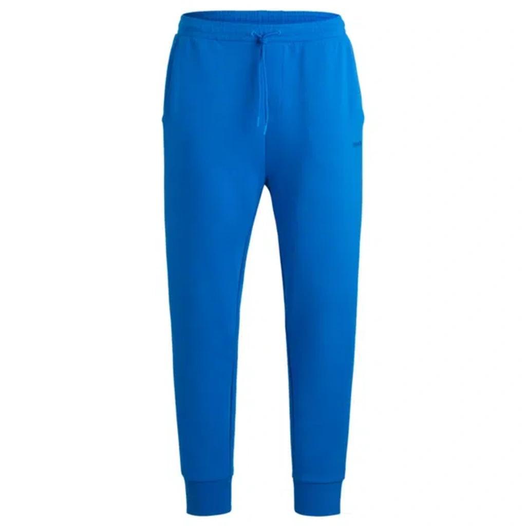 HUGO BOSS Stretch-cotton Tracksuit Bottoms With Logo Print In Light Blue Product Image