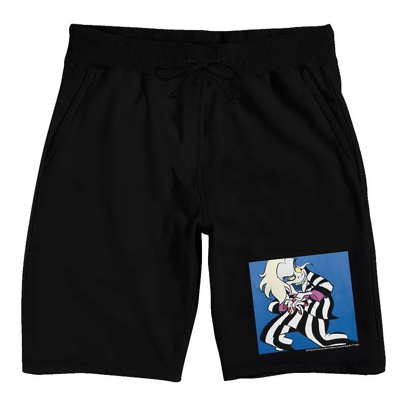 Men's Beetlejuice Blue Sleep Shorts, Size: Medium, Black Product Image